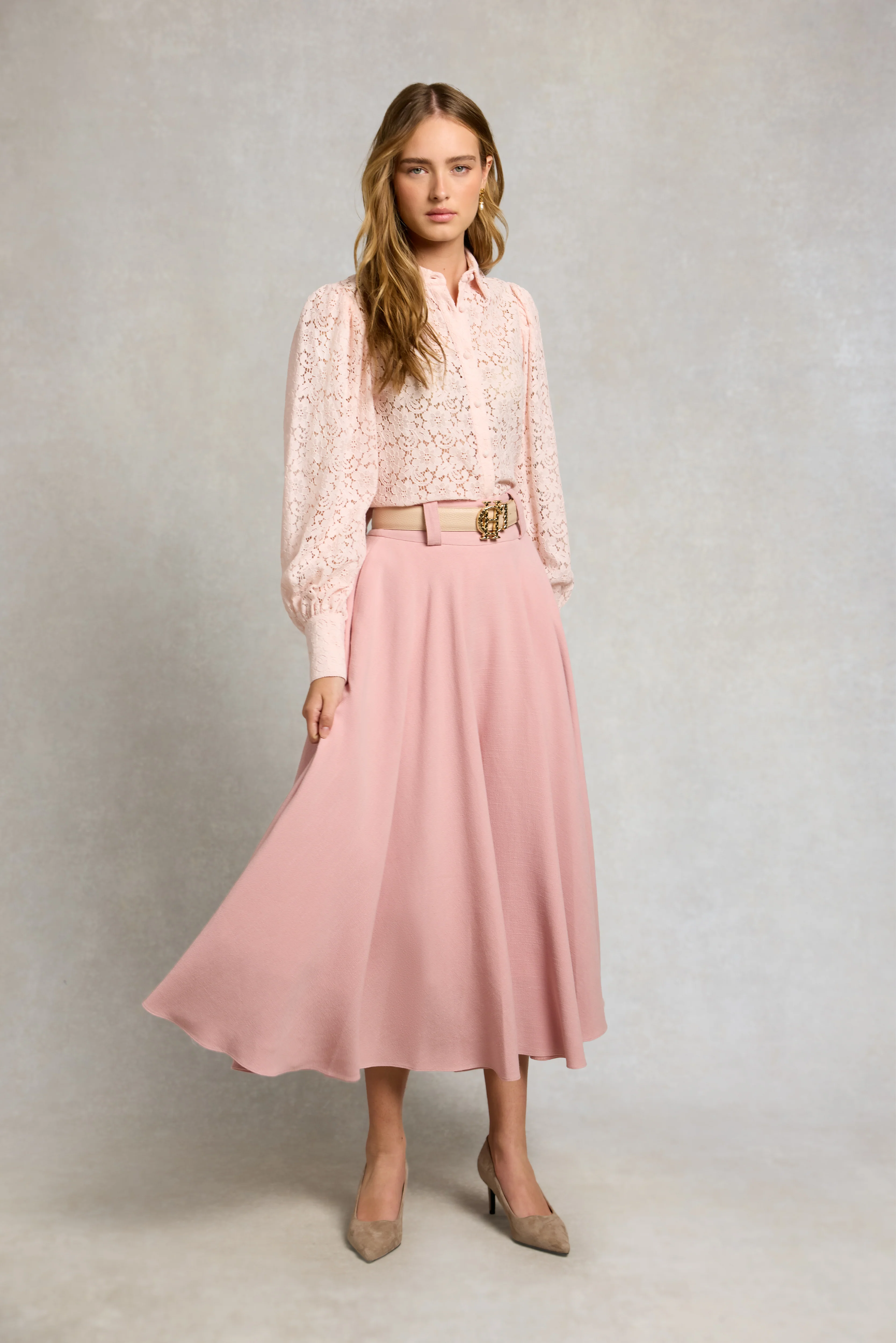 360 Maxi Linen Circle Skirt (Pink Linen) - Image 4