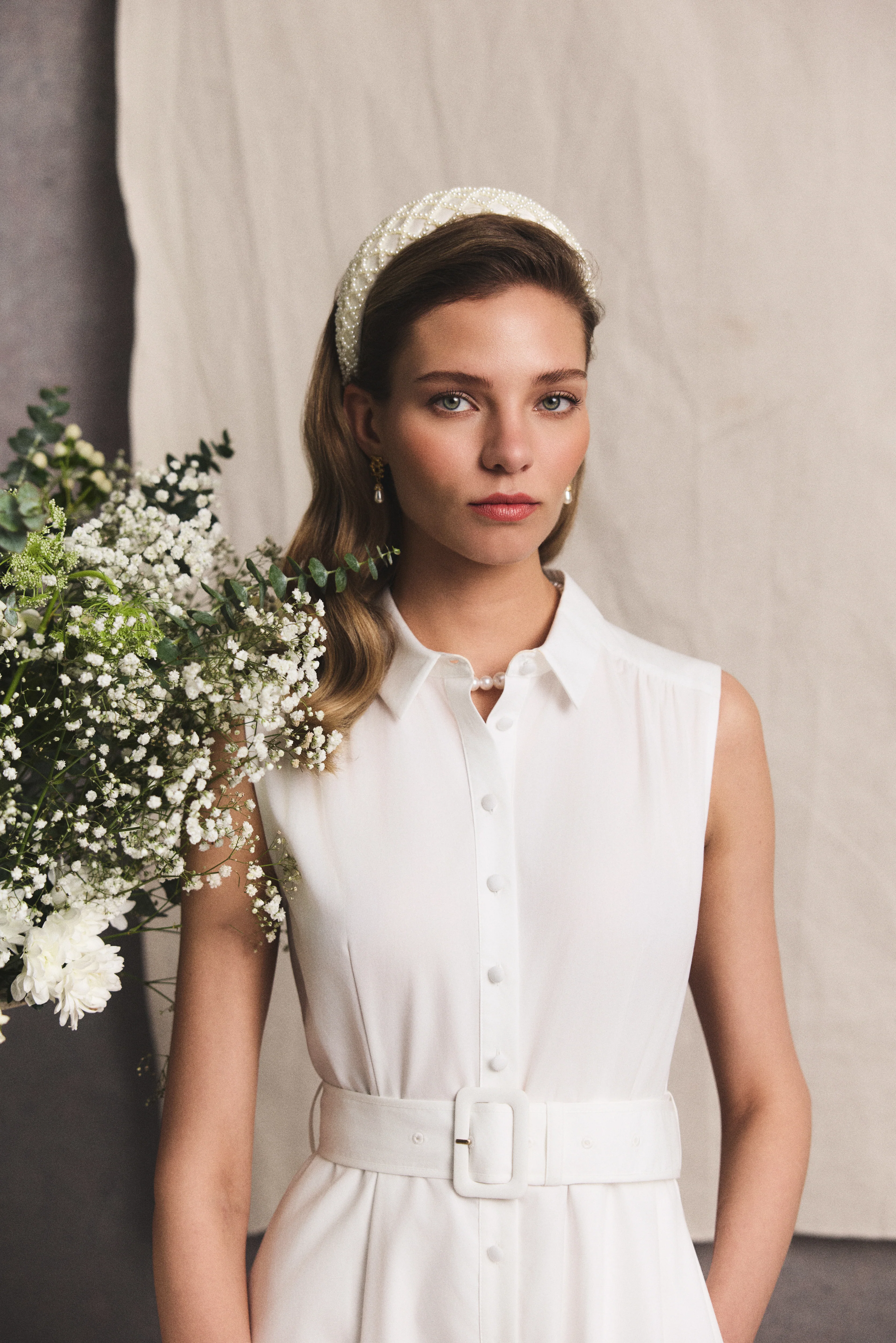 Aimee Sleeveless Dress (White) - Image 3