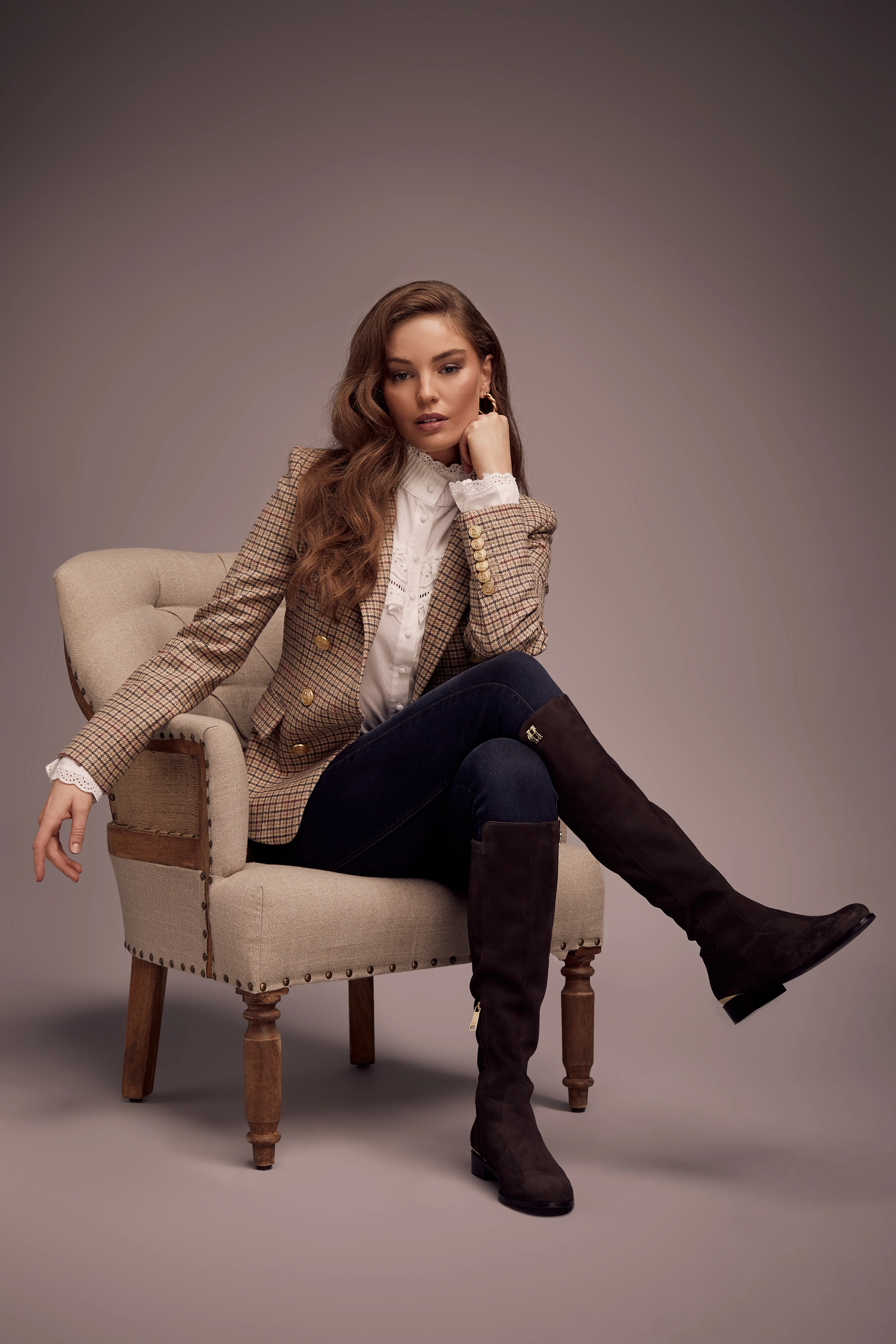 Albany Knee Boot (Chocolate Suede) - Image 8