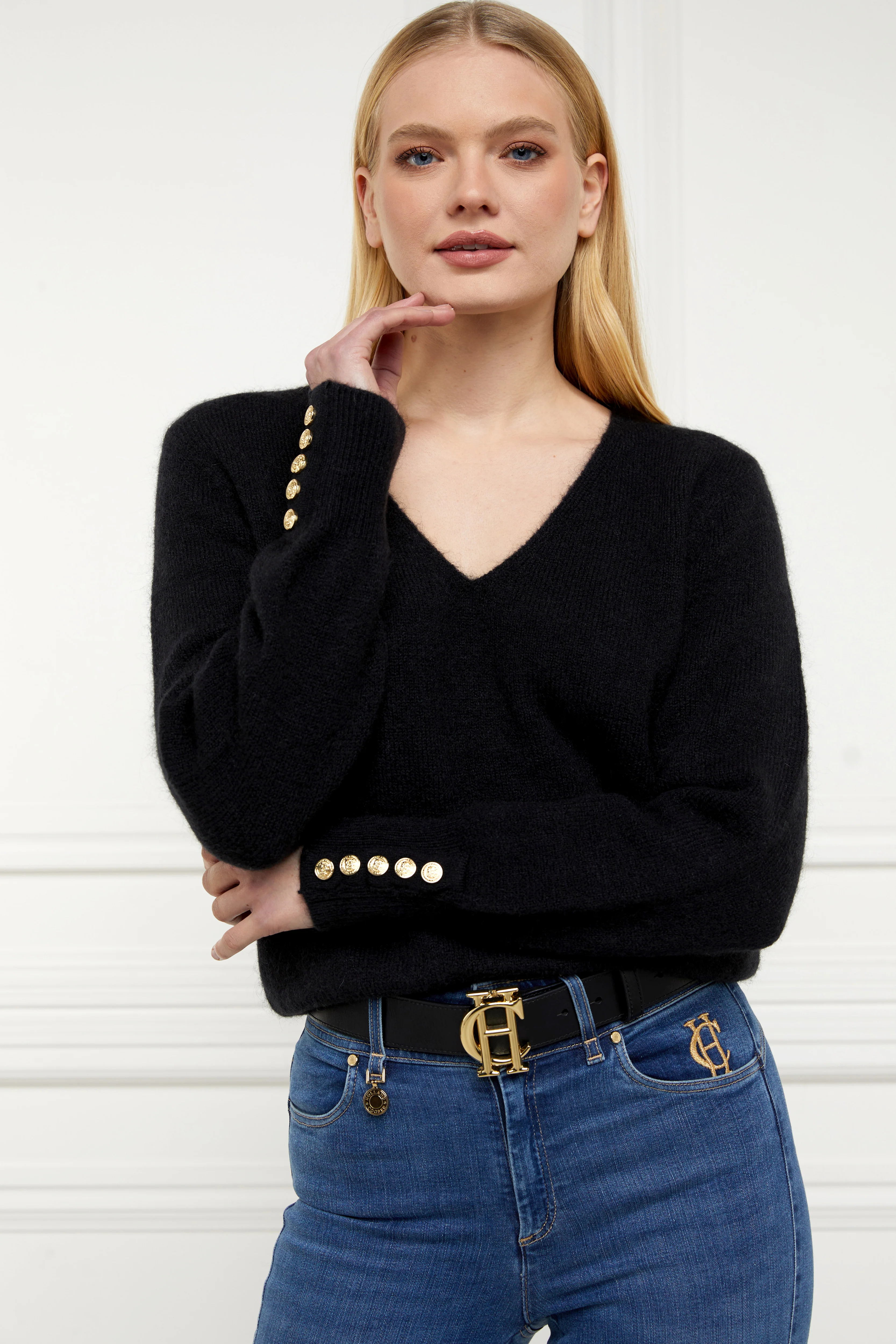 Amelia V-Neck Knit (Black) - Image 3