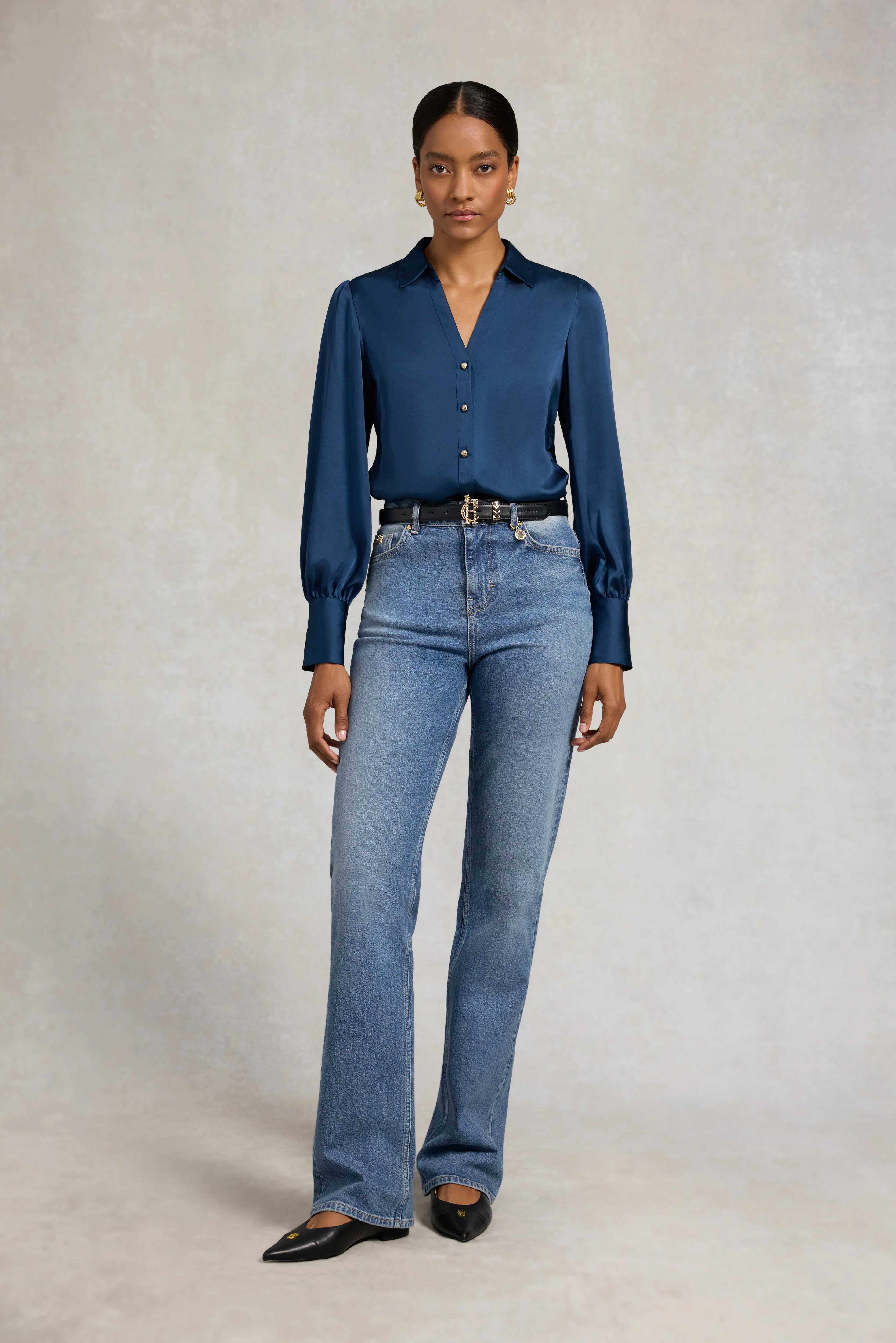 Annie V-Neck Shirt (Petrol) - Image 5