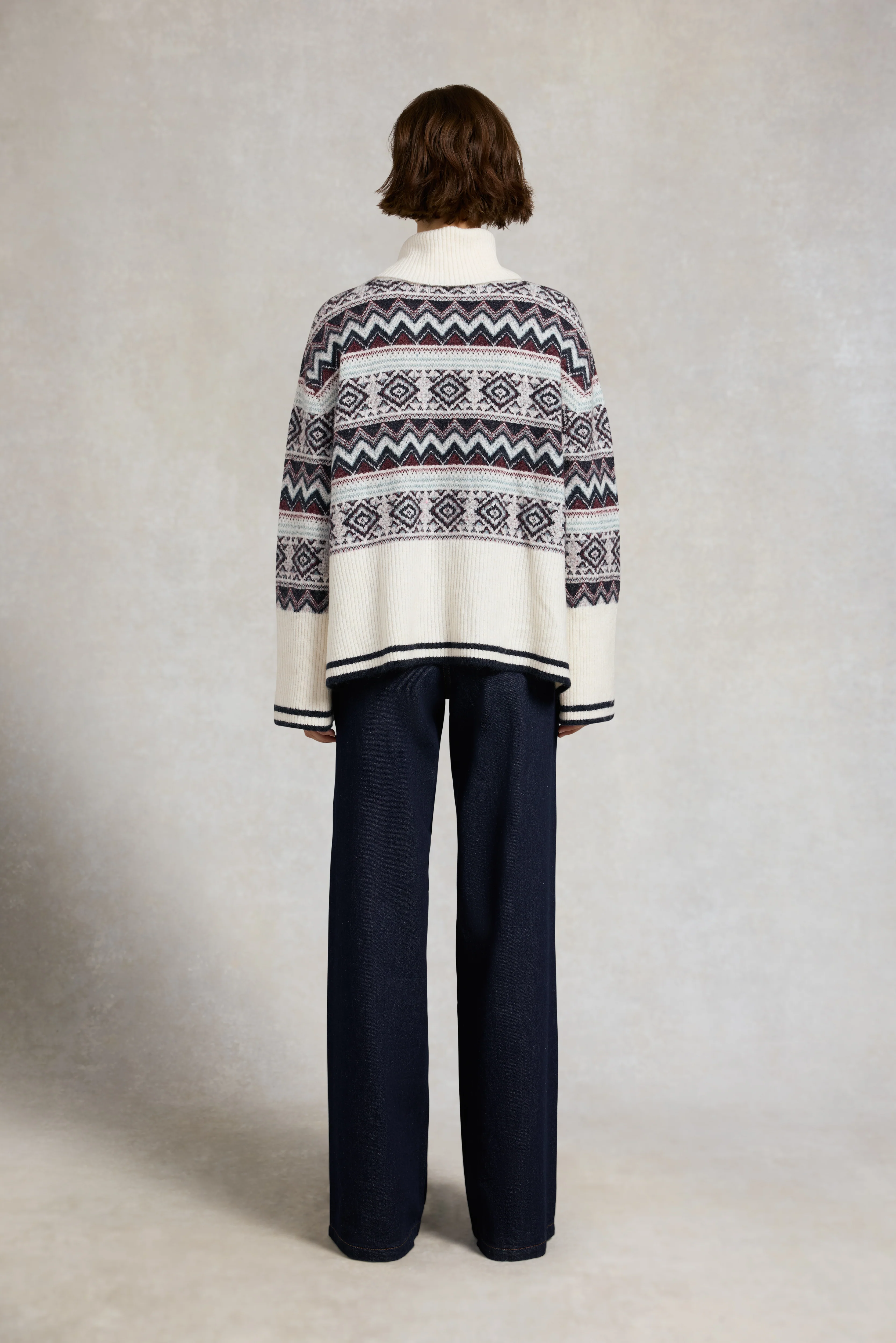 Antonia Fairisle Roll Neck Knit (Natural) - Image 5