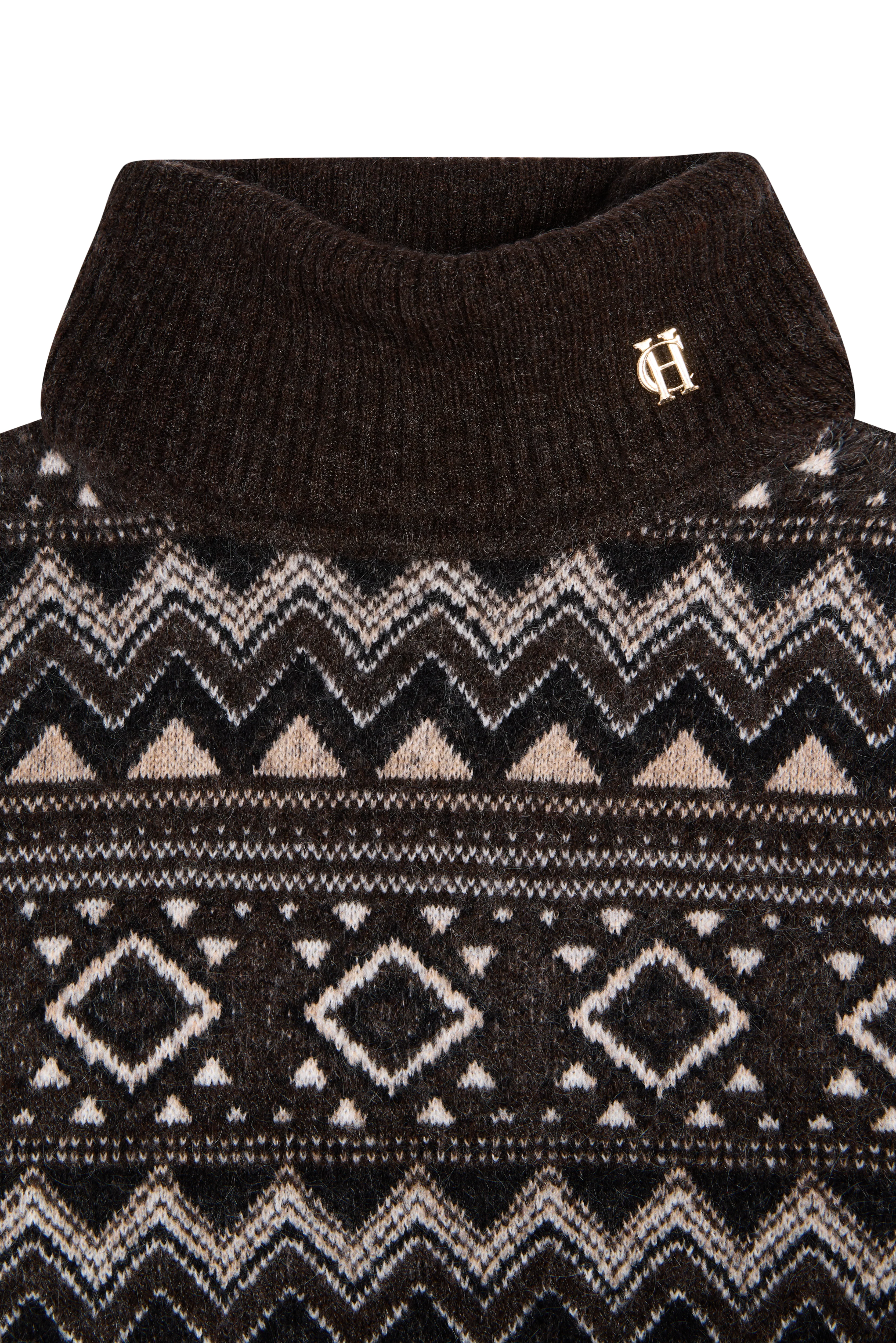 Antonia Fairisle Roll Neck Knit (Chocolate) - Image 6