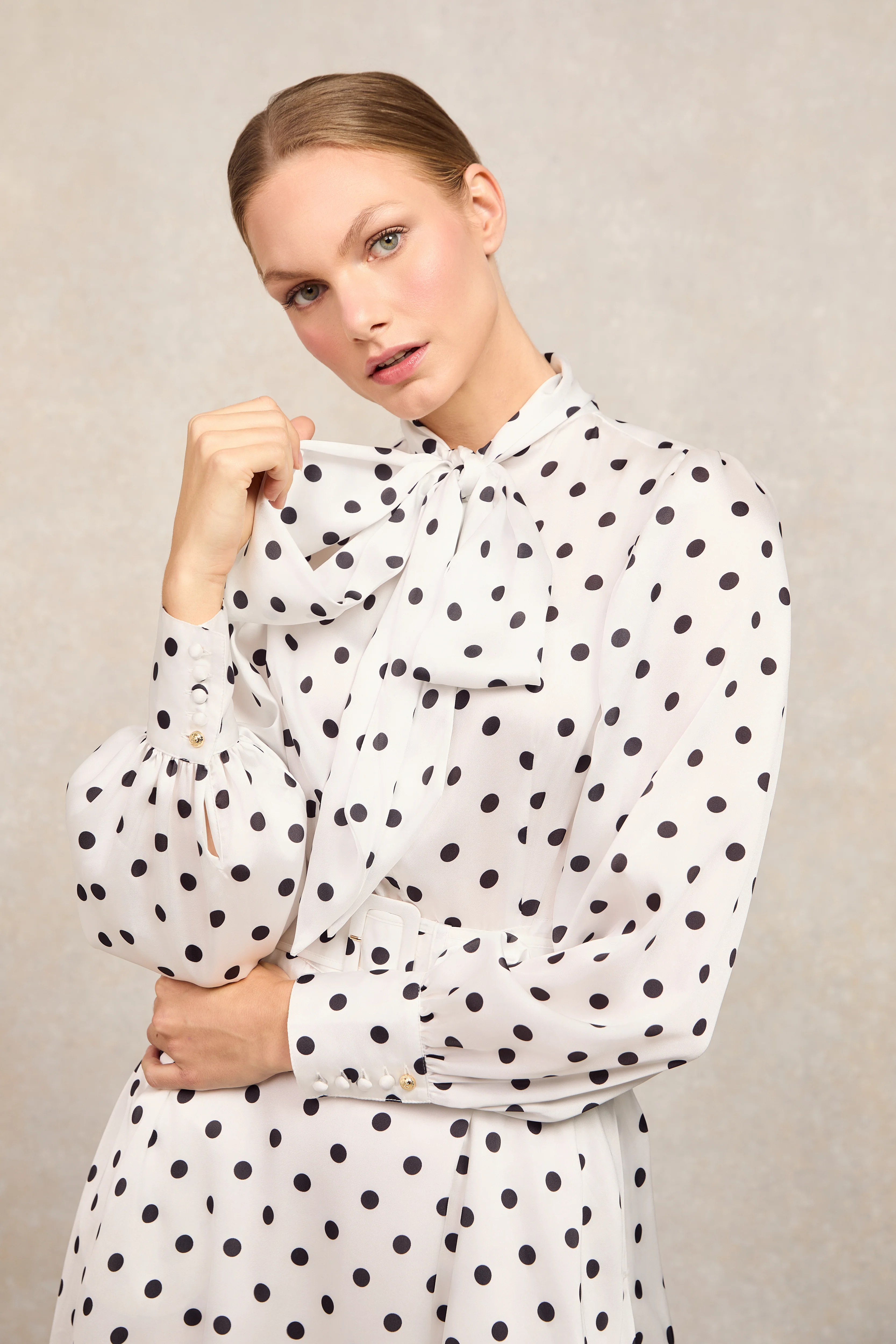 Ariella Midi Dress (White Black Polka Dot) - Image 2