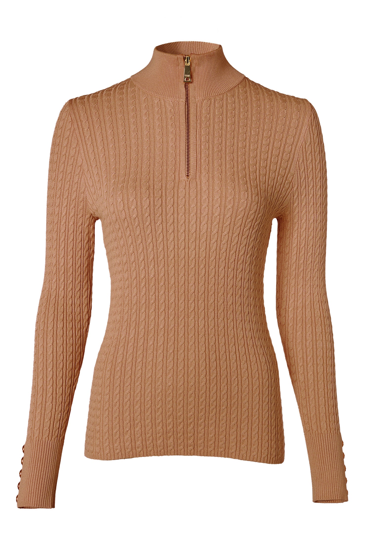 Ava Quarter Zip Knit (Dark Camel Marl) - Image 5
