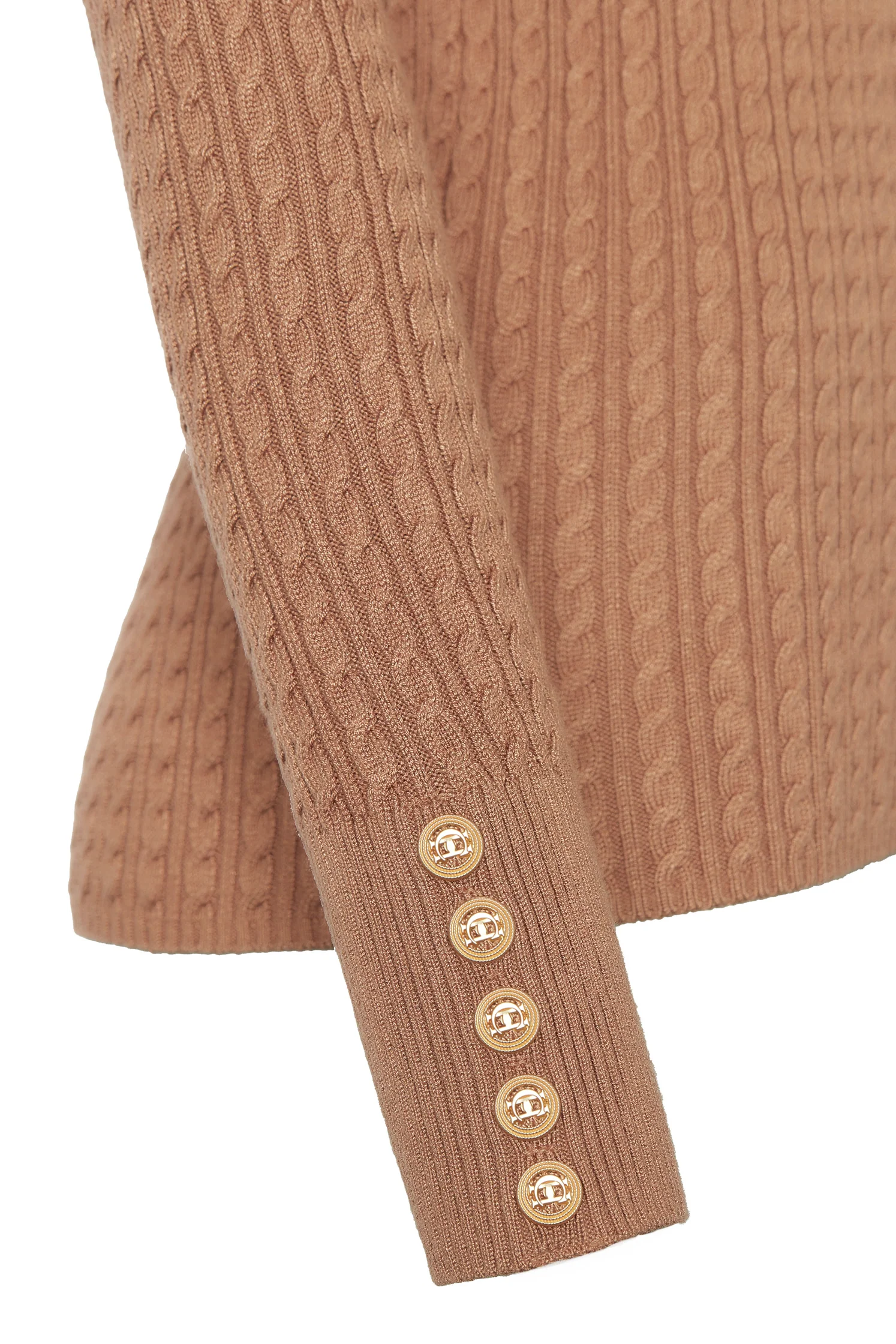 Ava Quarter Zip Knit (Dark Camel Marl) - Image 8
