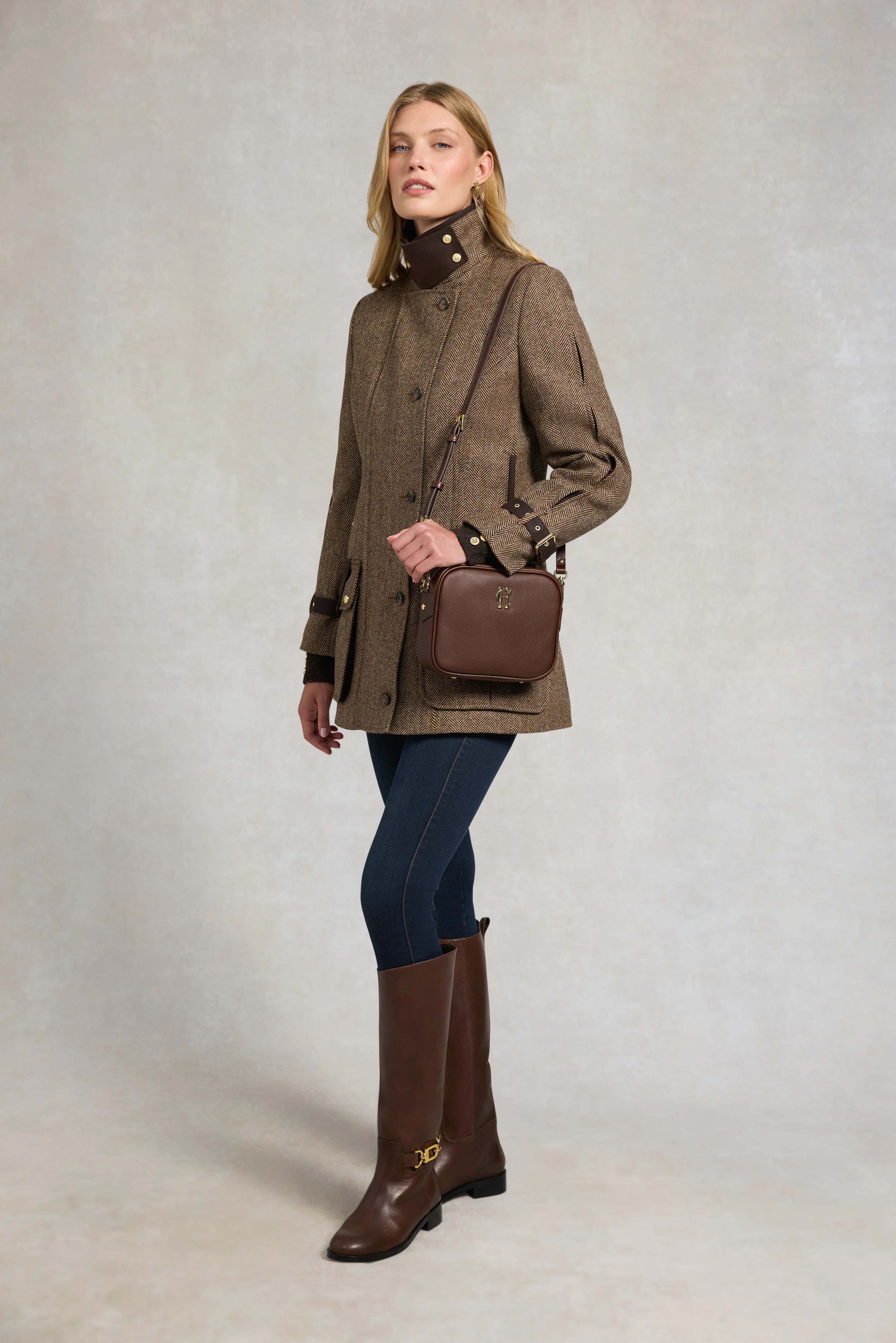 Balmoral Field Coat (Large Scale Brown Herringbone) - Image 5