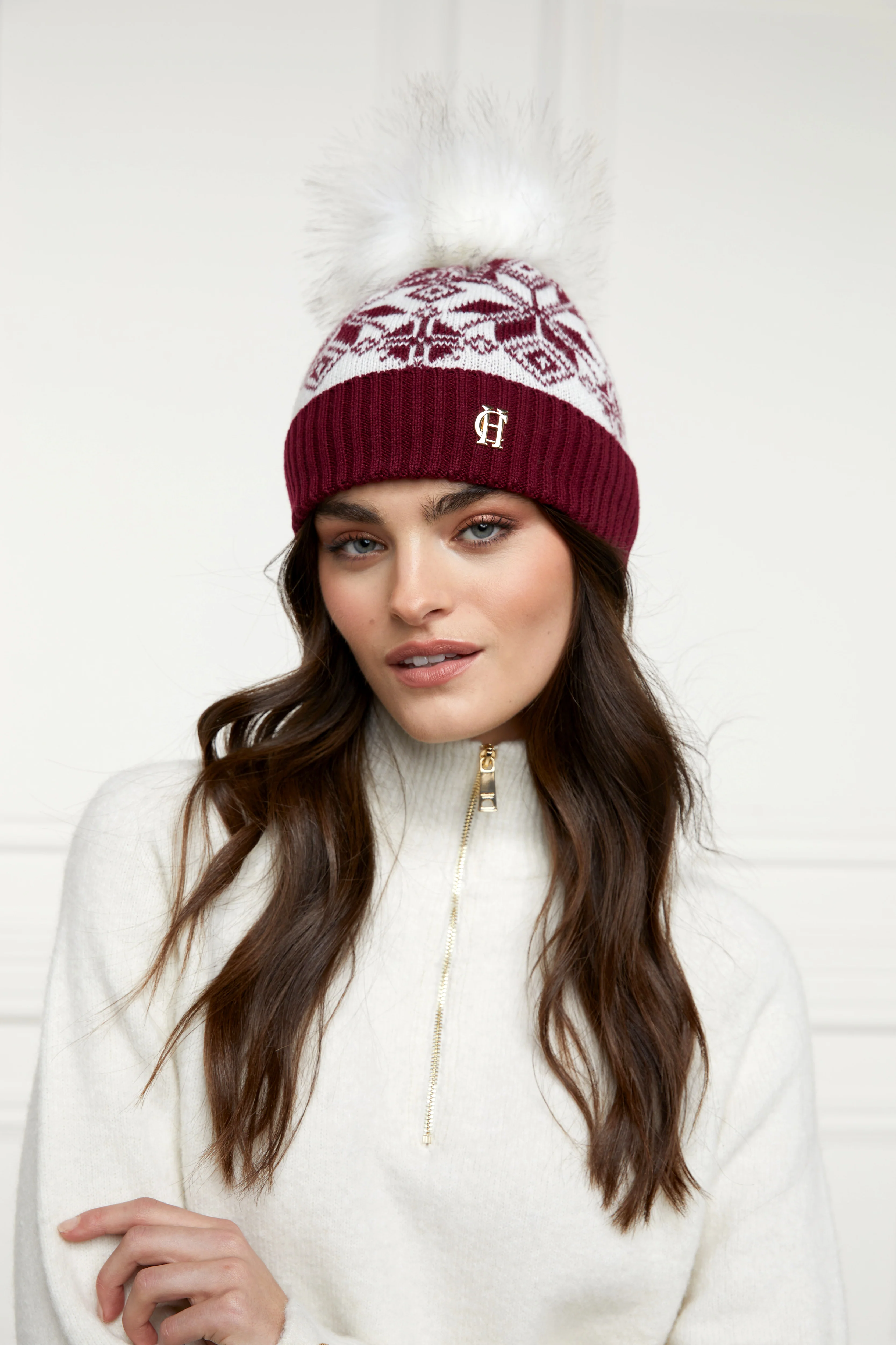 Beatrice Bobble Hat (Merlot Cream) - Image 2