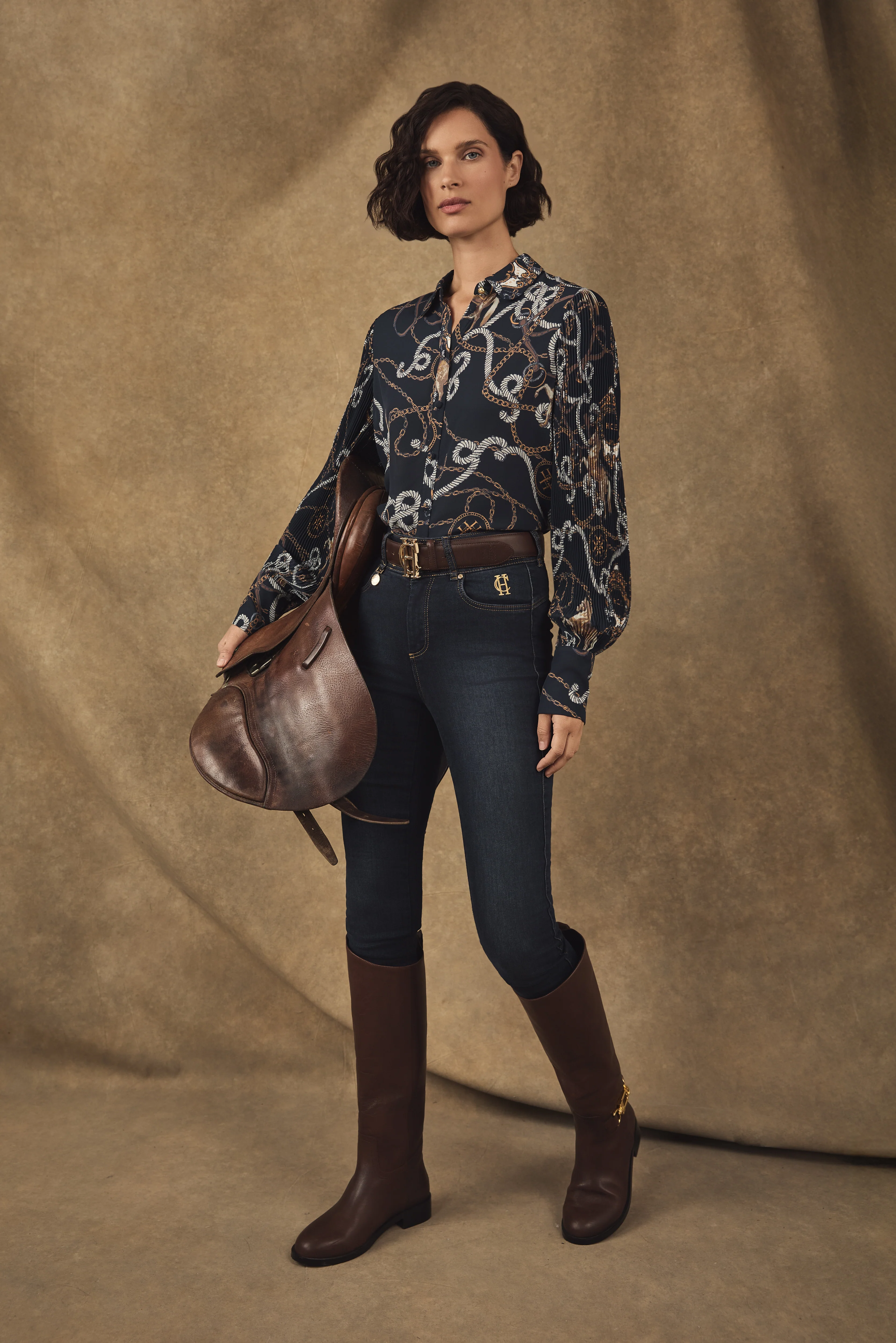 Beau Shirt (Navy Horse Print)