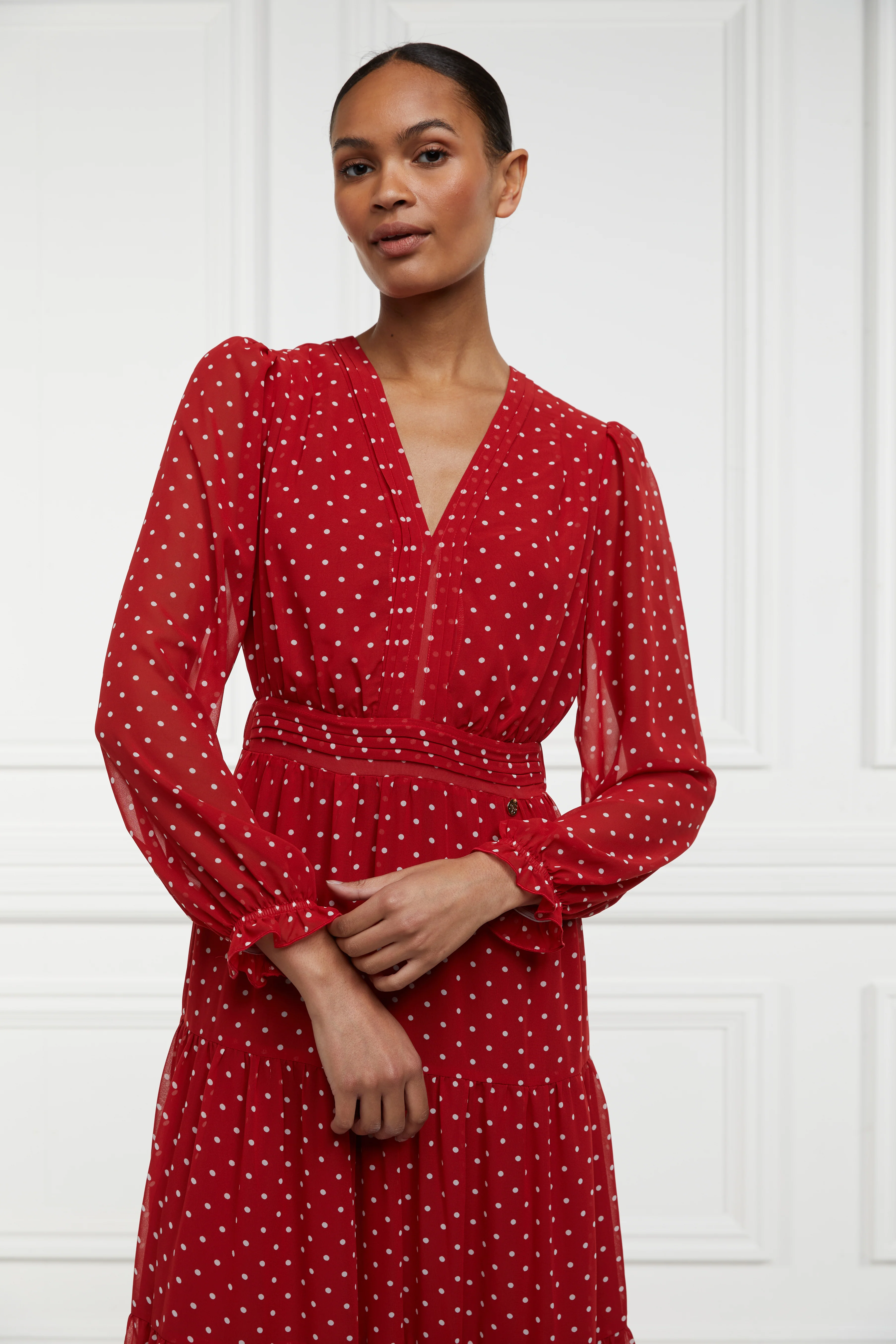 Bella Tiered Maxi Dress (Red White Polka Dot) - Image 10