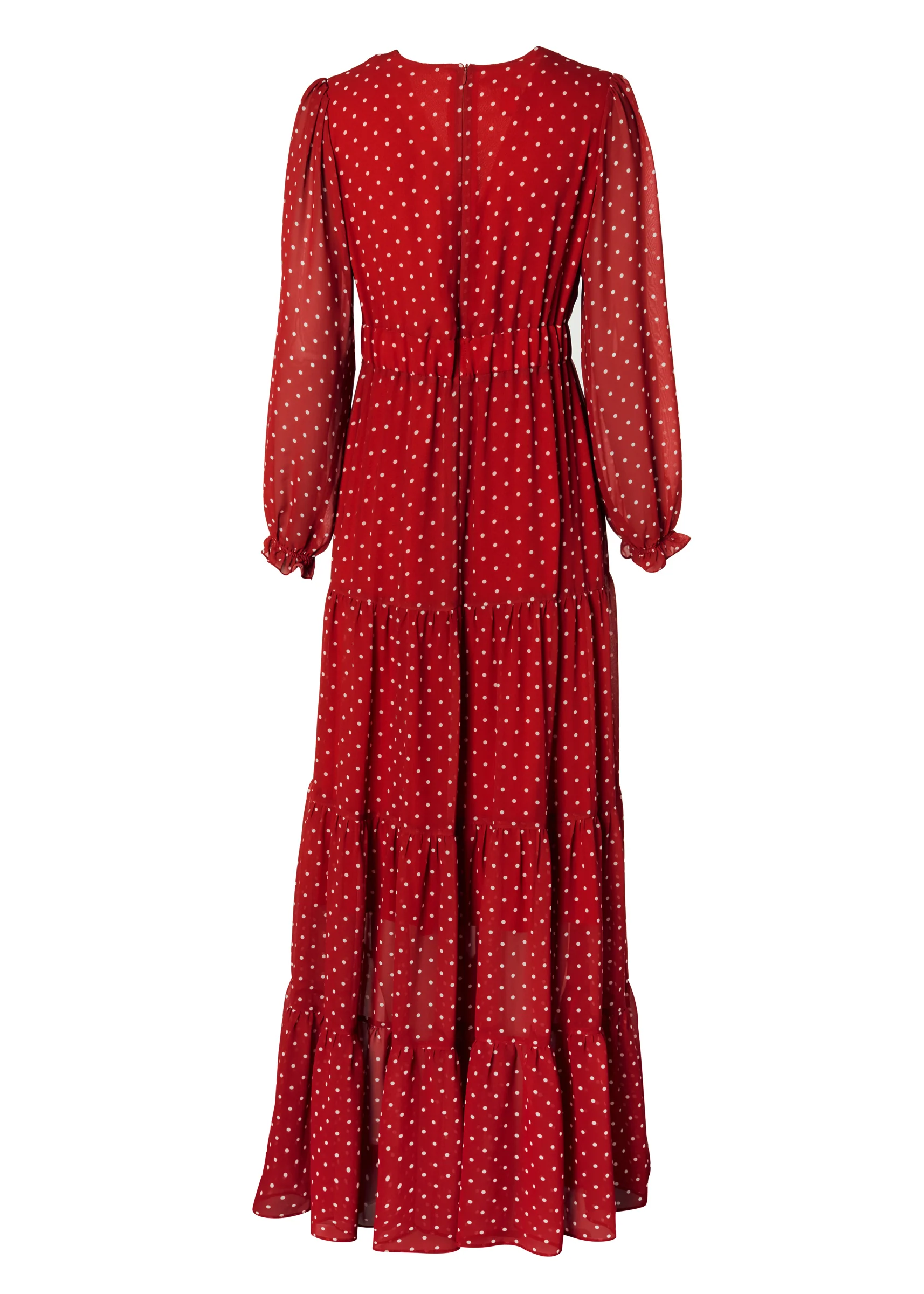 Bella Tiered Maxi Dress (Red White Polka Dot) - Image 6