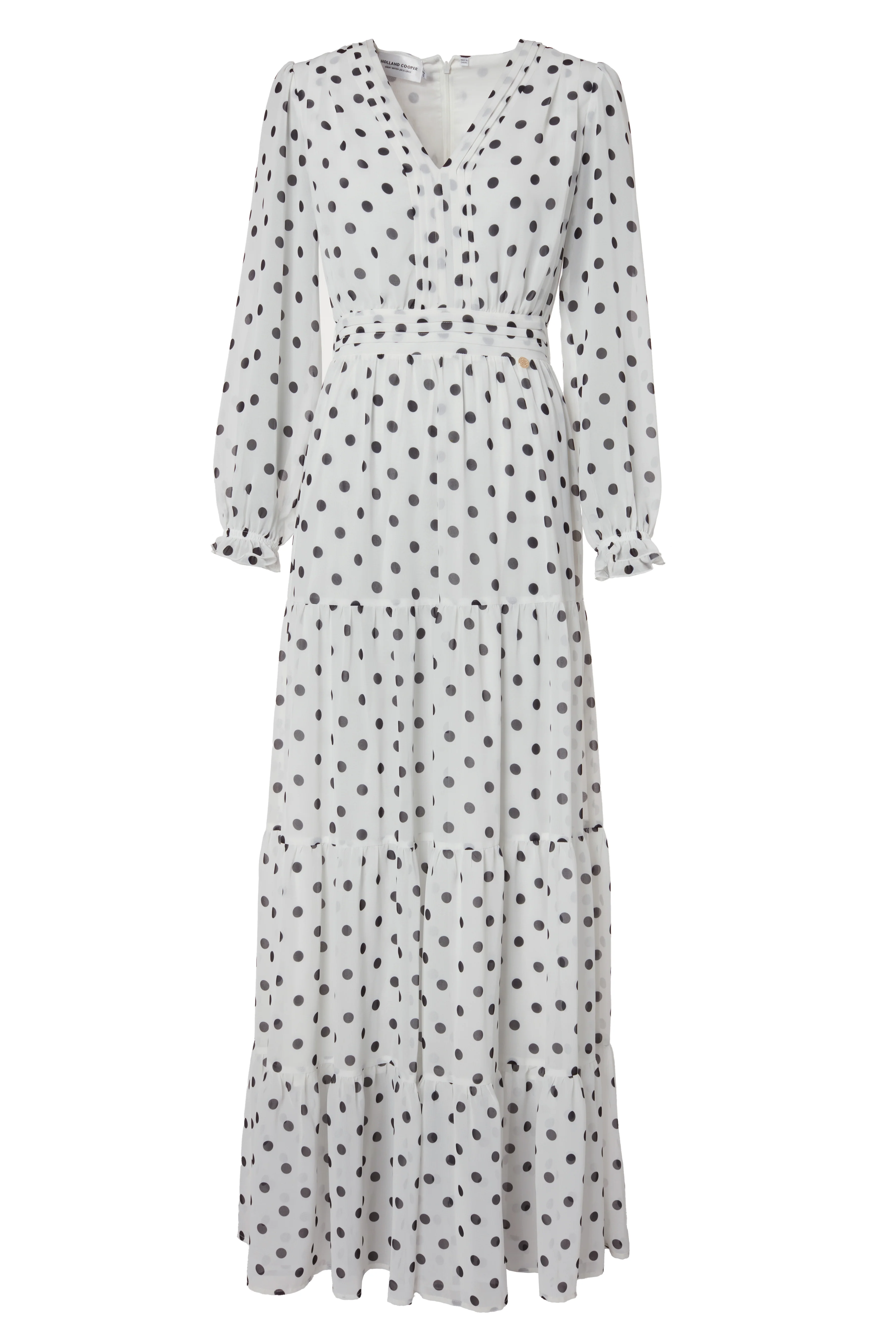 Bella Tiered Maxi Dress (White Black Polka Dot) - Image 4