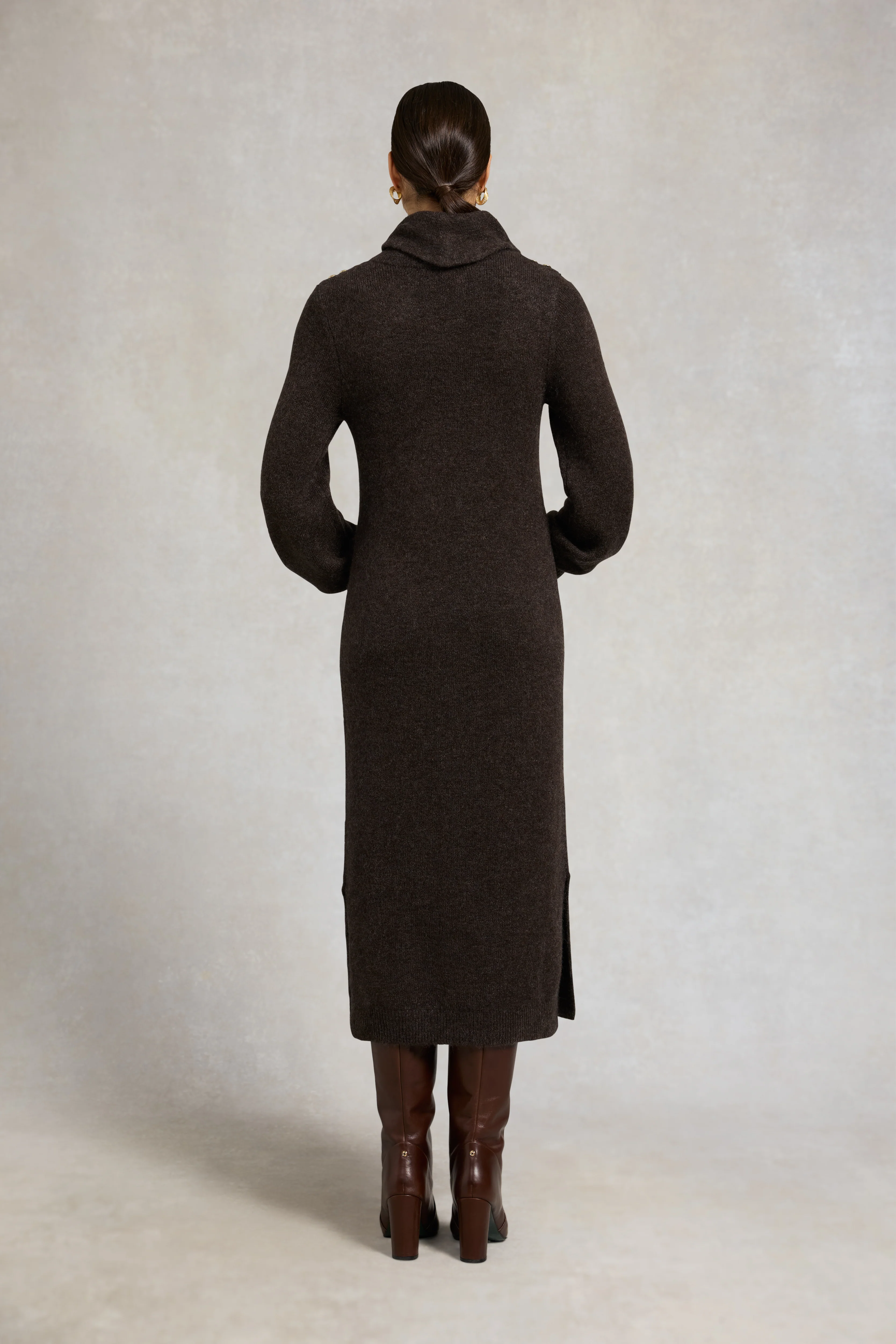 Berkeley Roll Neck Dress (Chocolate) - Image 6
