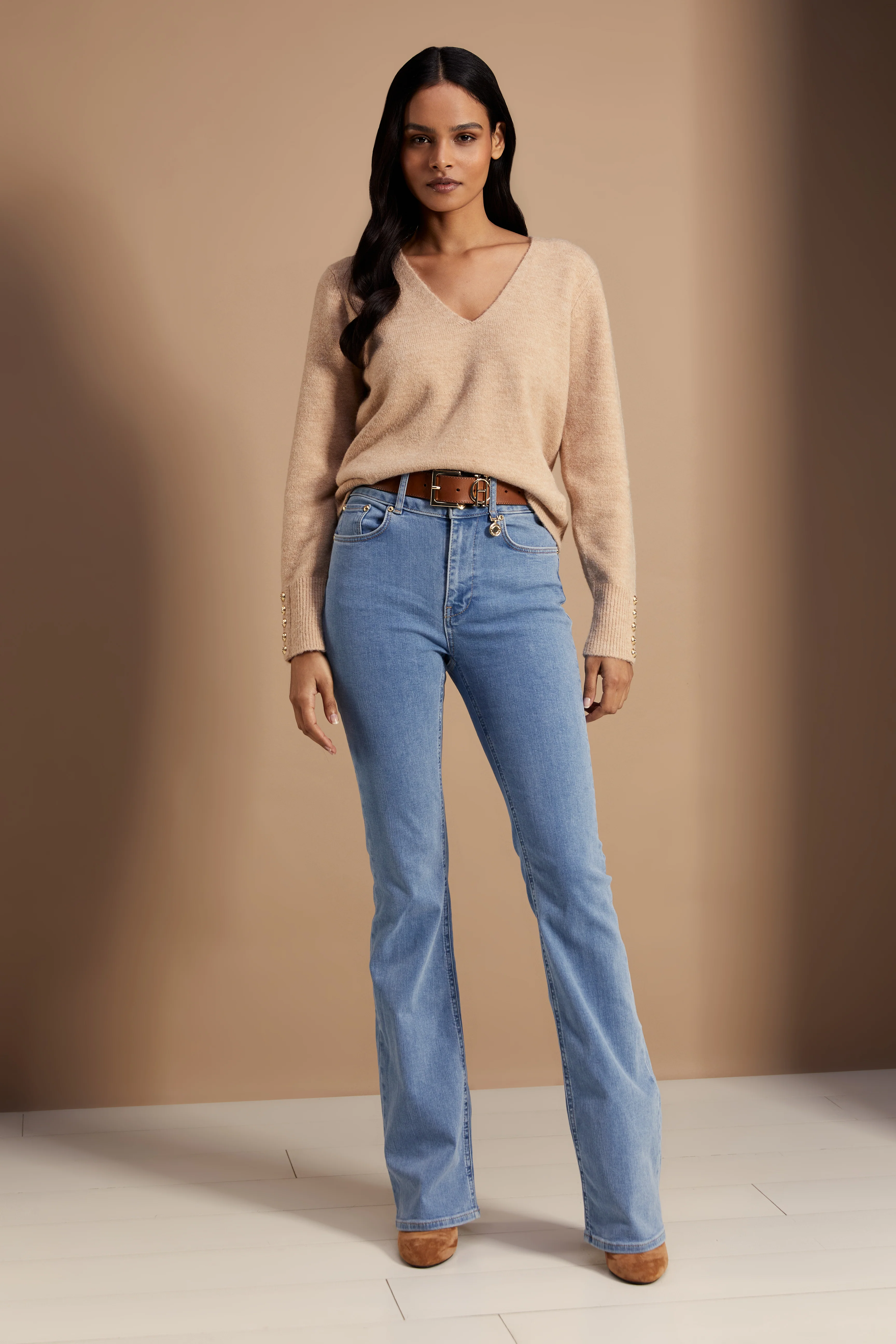 Berkeley V-Neck Knit (Camel) - Image 2