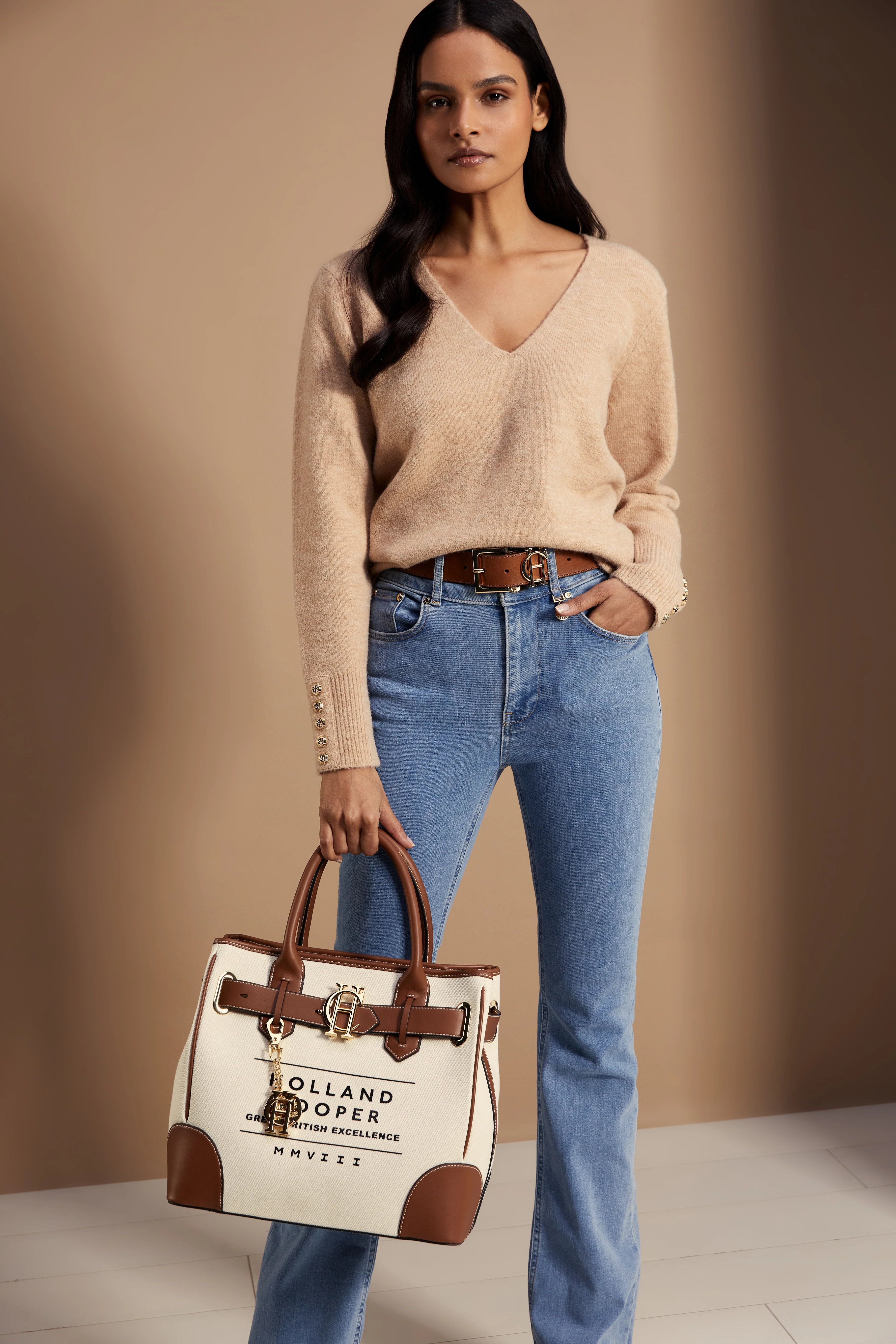 Berkeley V-Neck Knit (Camel) - Image 3