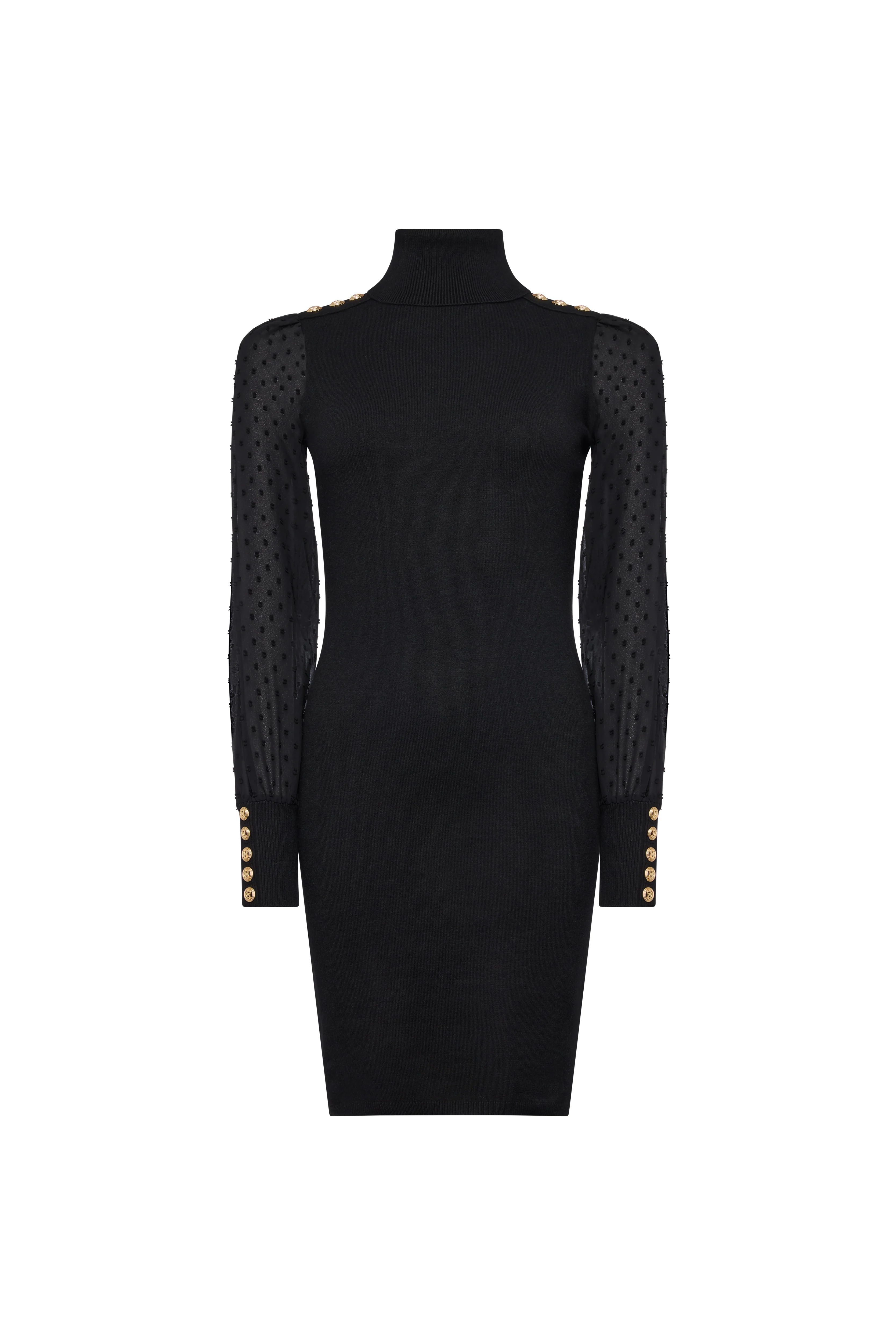 Bethany Roll Neck Mini Dress (Black) - Image 6