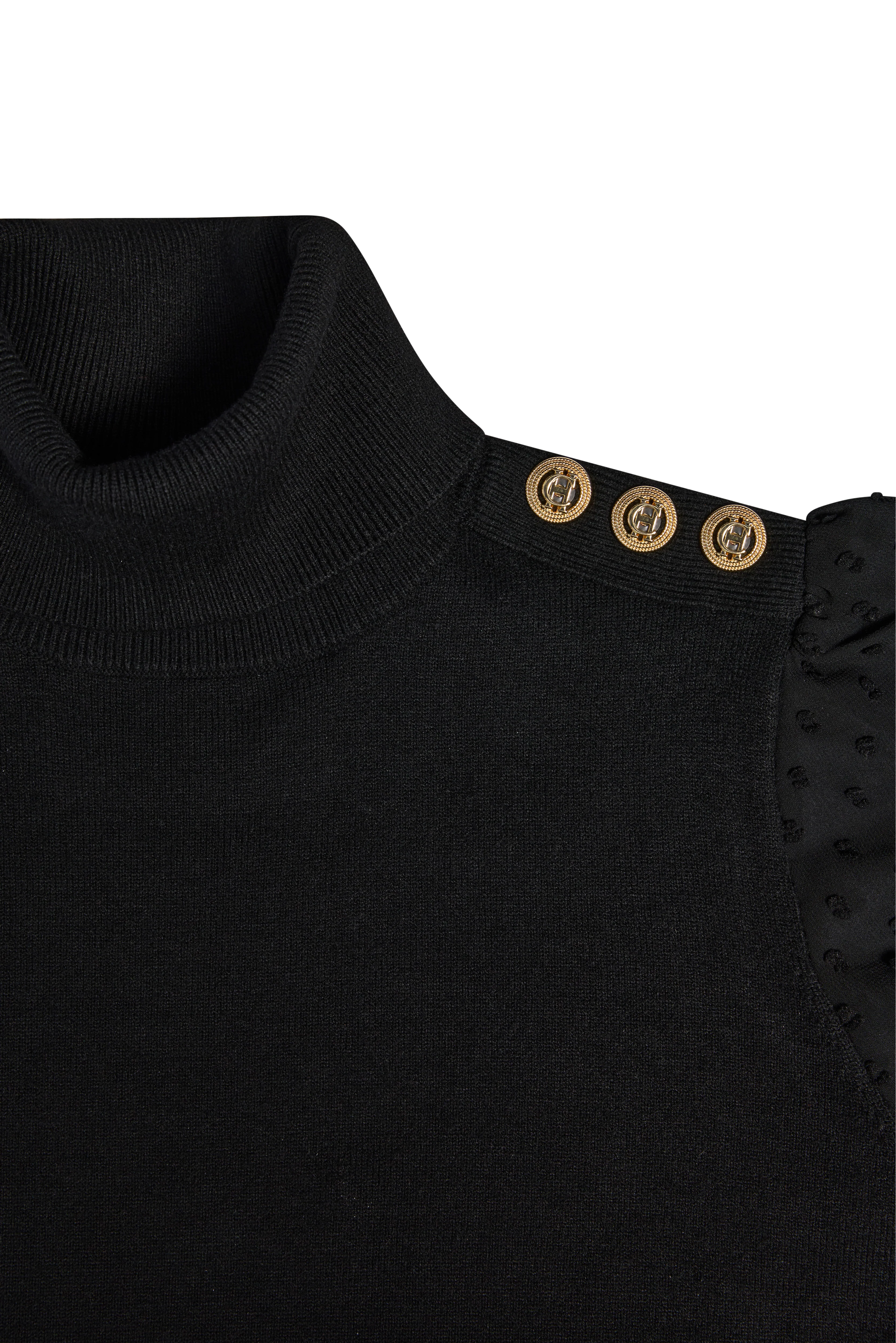 Bethany Roll Neck Mini Dress (Black) - Image 7