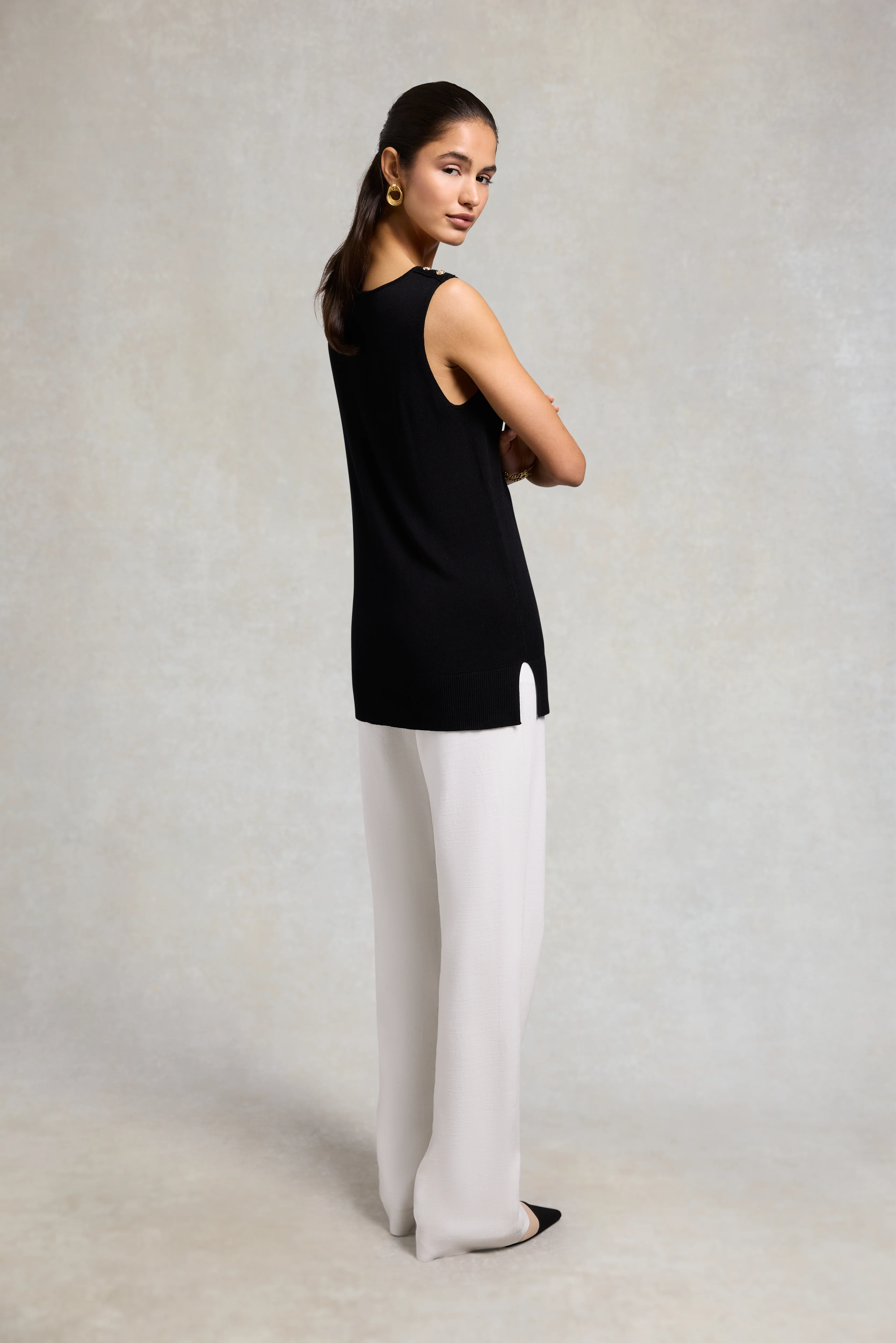 Boat Neck Vest (Black) - Image 4