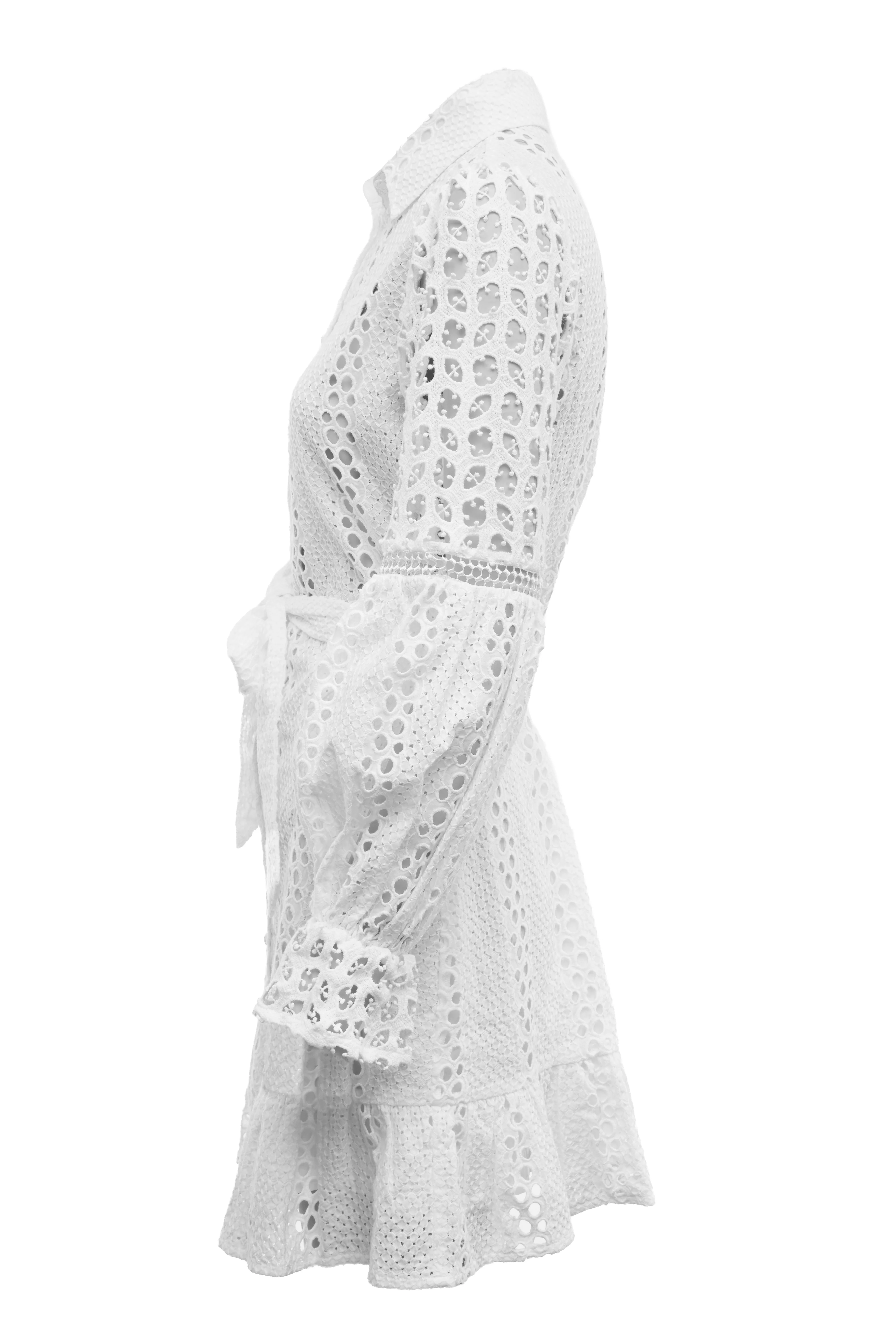 Broderie Lace Dress (White) - Image 8