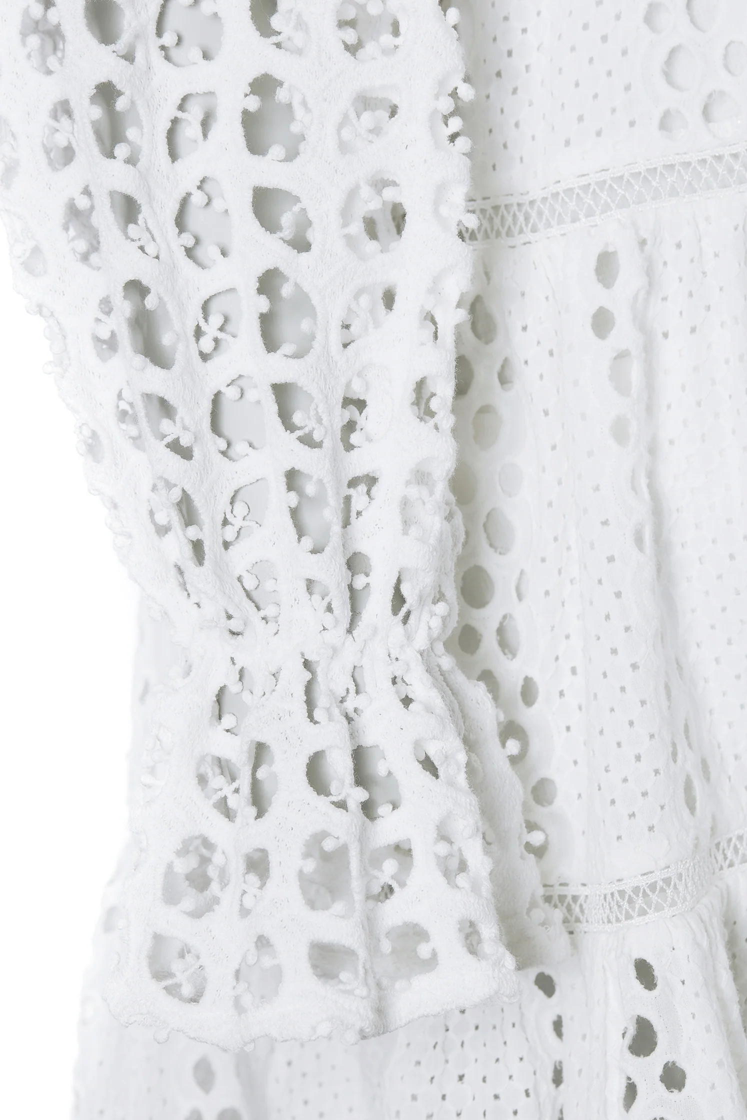 Broderie Lace V-Neck Dress (White) - Image 10
