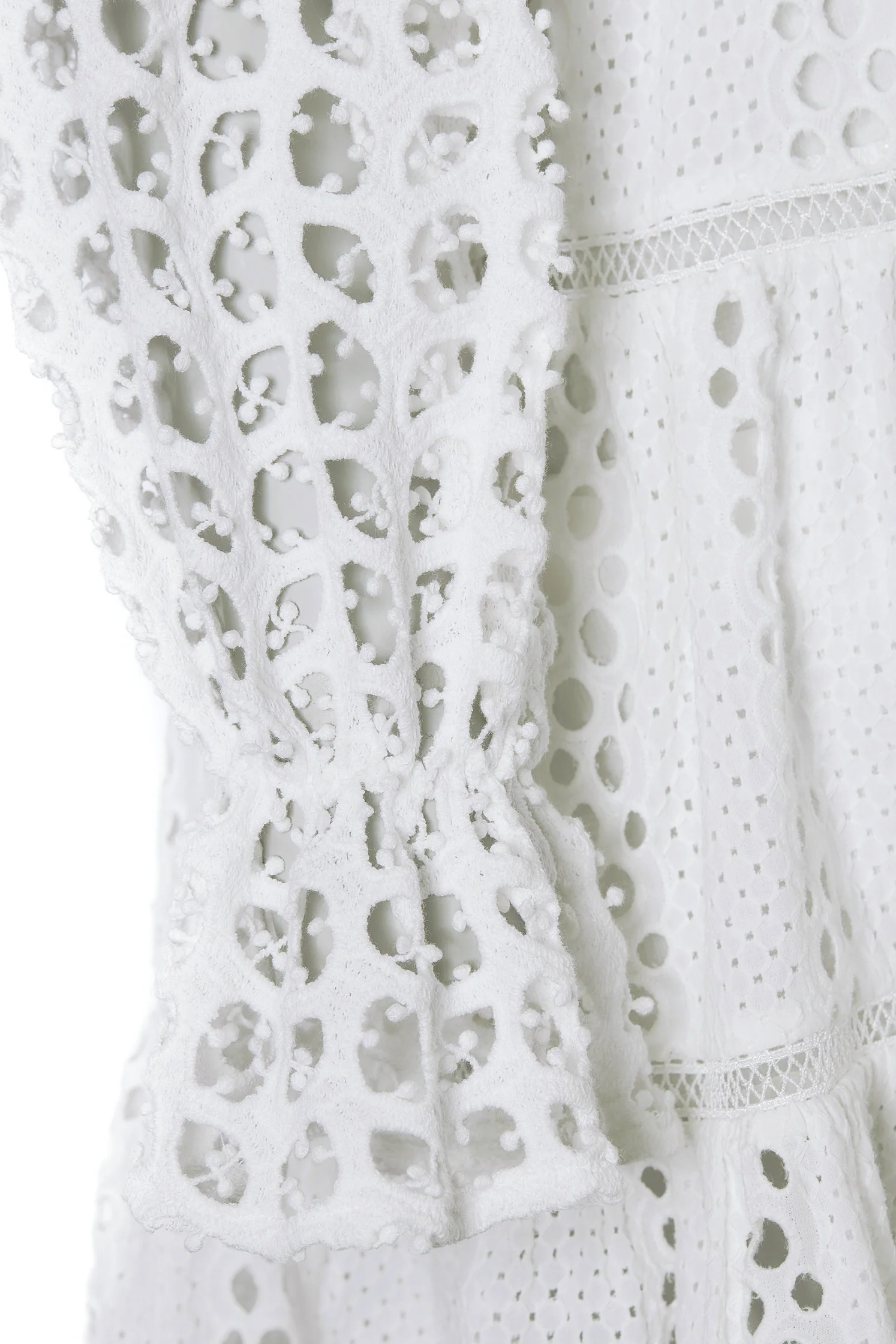 Broderie Lace V-Neck Midi Dress (White) - Image 7