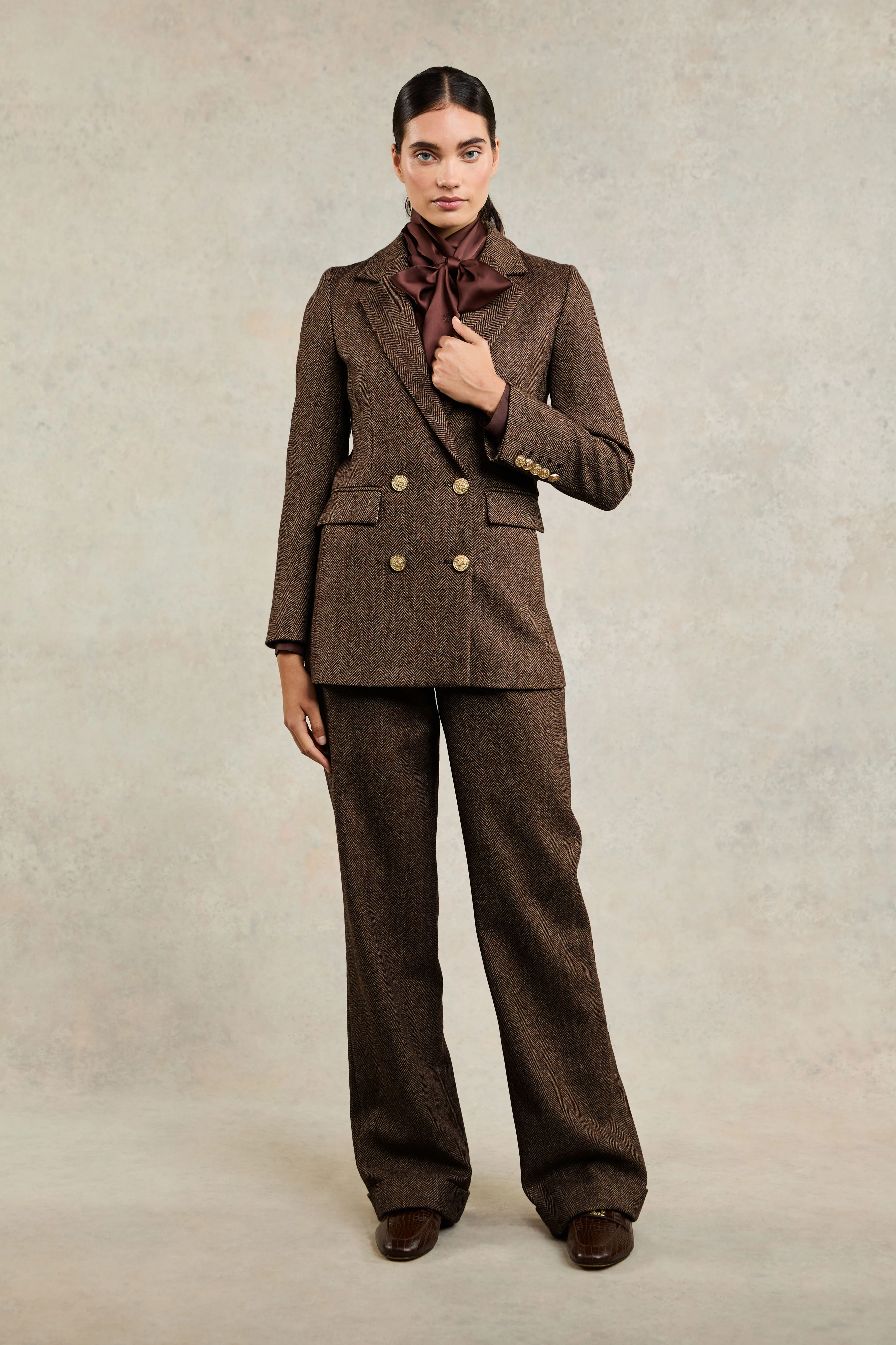 Brown Herringbone Look
