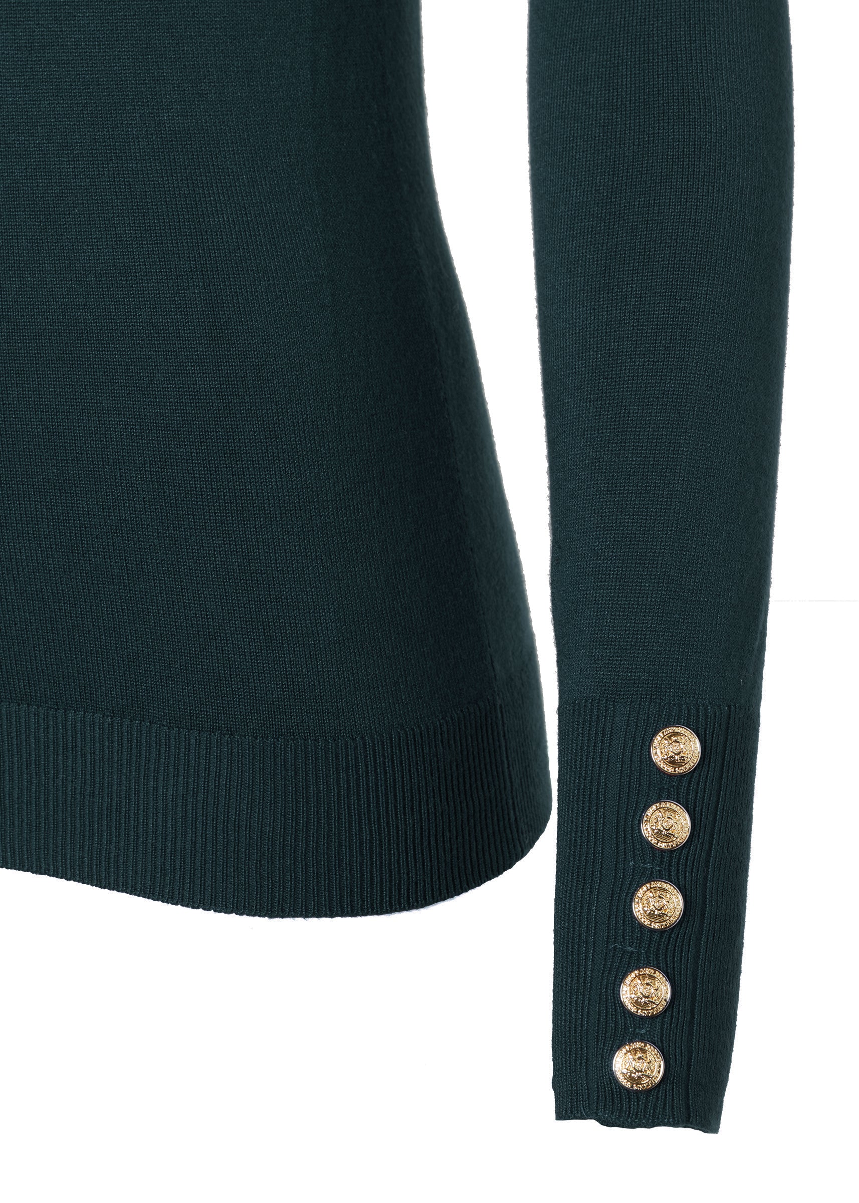 Buttoned Knit Crew Neck (Deep Emerald) - Image 7