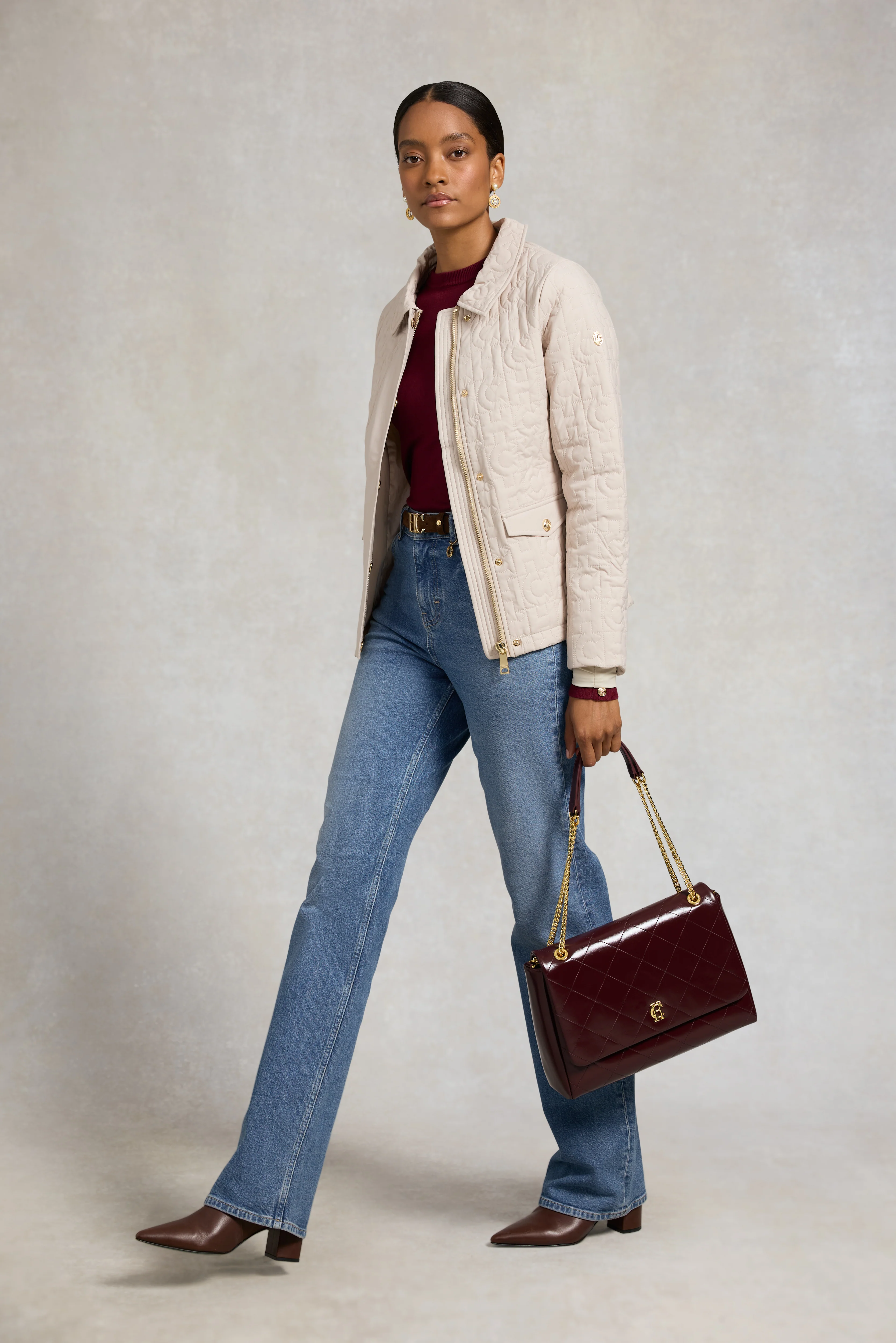 Buttoned Knit Crew Neck (Wine) - Image 3