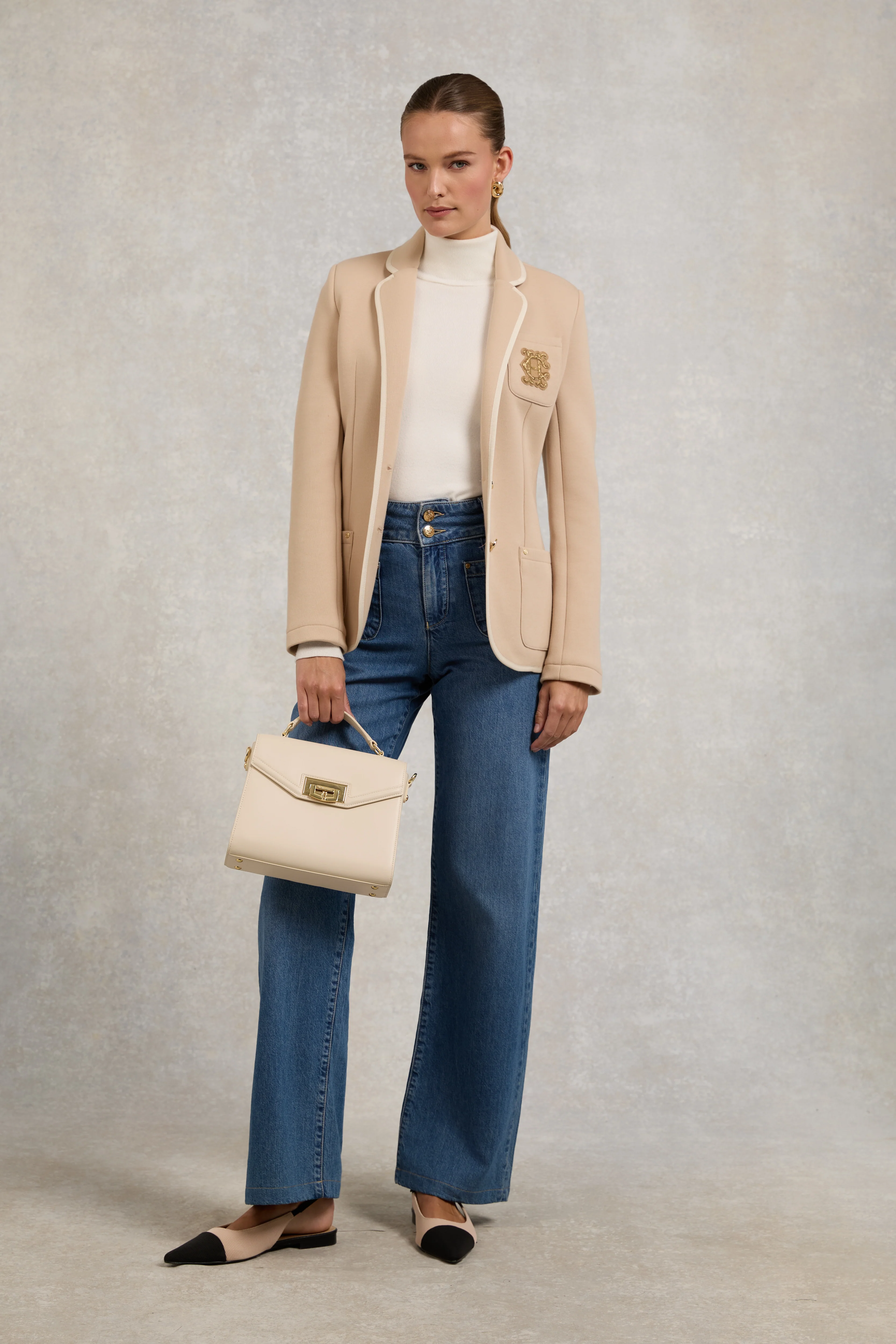 Buttoned Knit Roll Neck (Cream) - Image 2