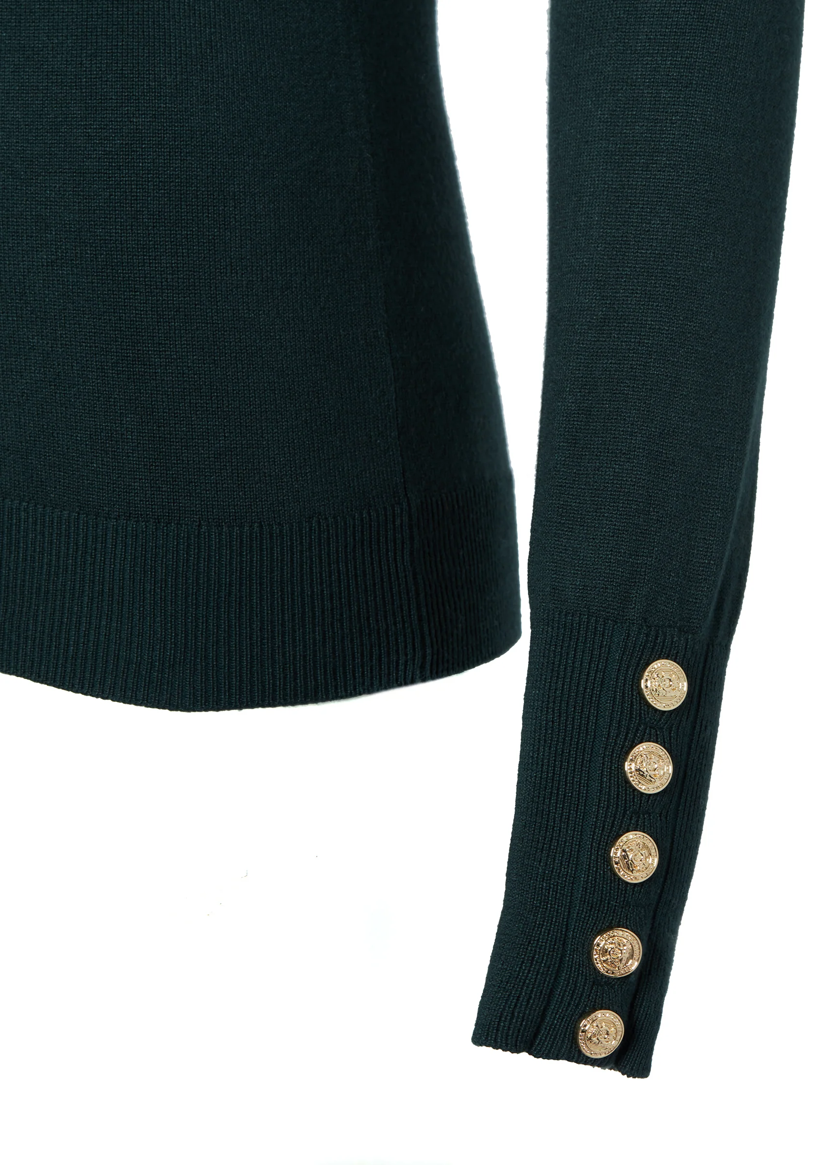 Buttoned Knit Roll Neck (Deep Emerald) - Image 6