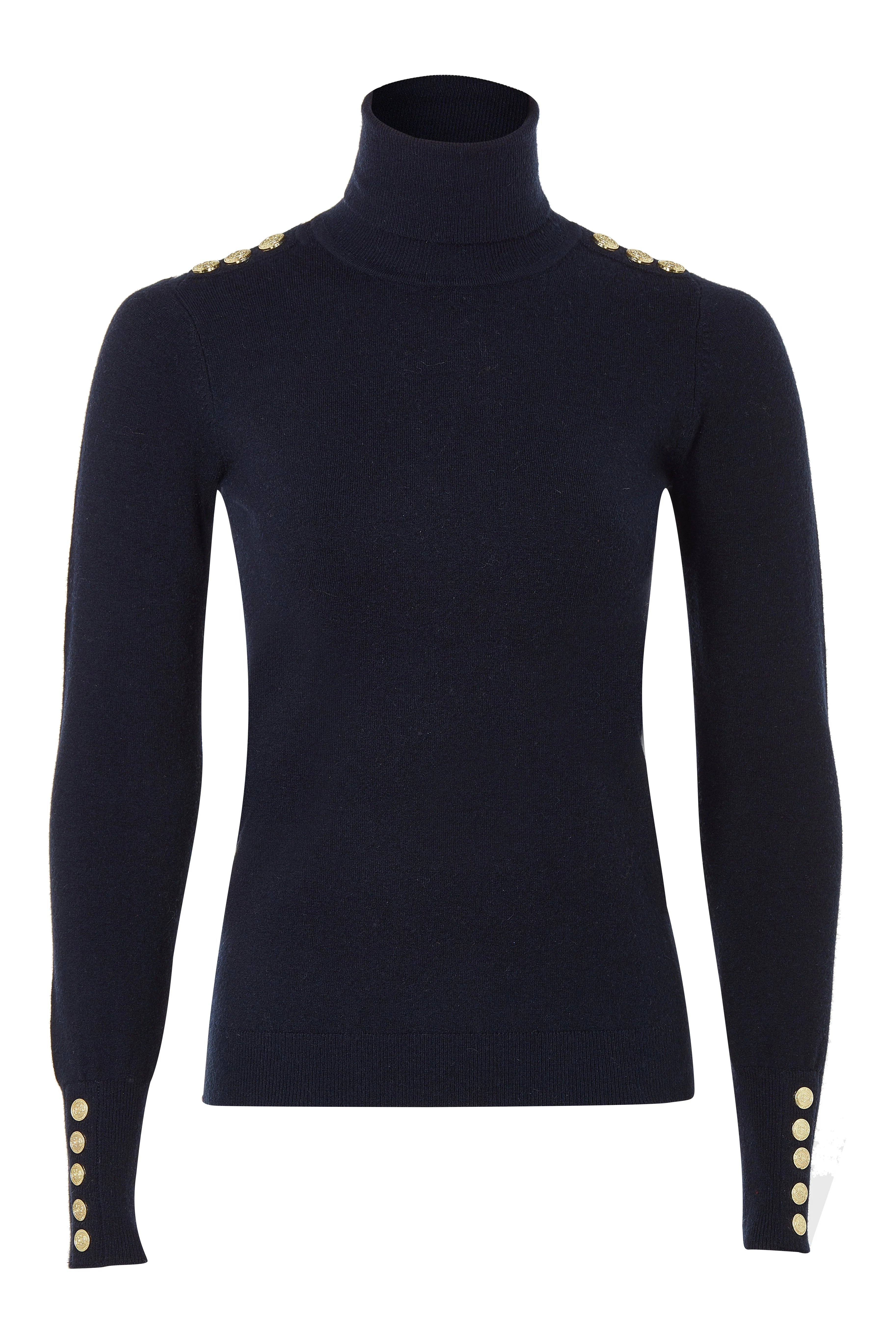 Buttoned Knit Roll Neck (Ink Navy) - Image 4