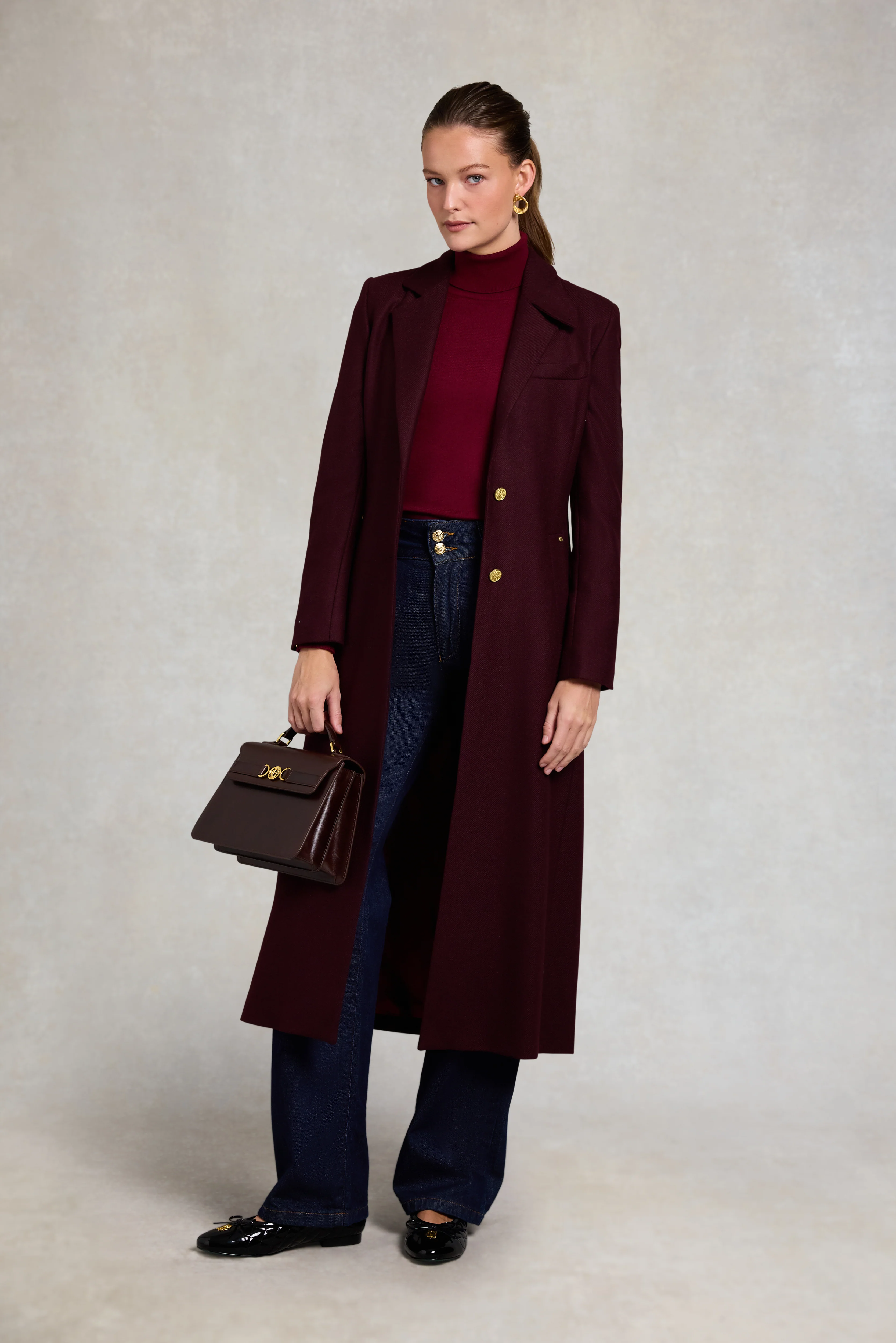 Buttoned Knit Roll Neck (Wine) - Image 3