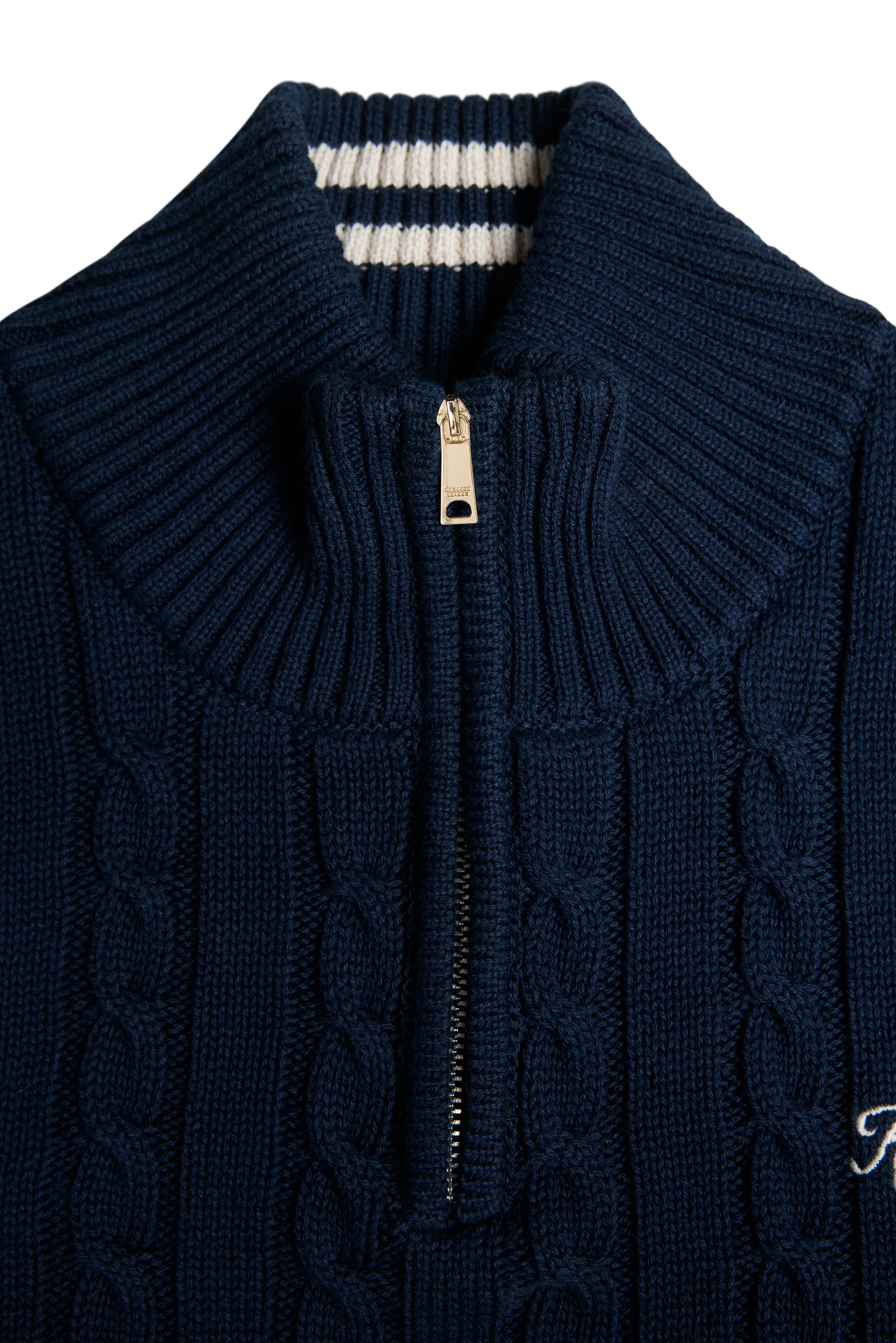 Men's Cable Quarter Zip Knit (Ink Navy) - Image 7