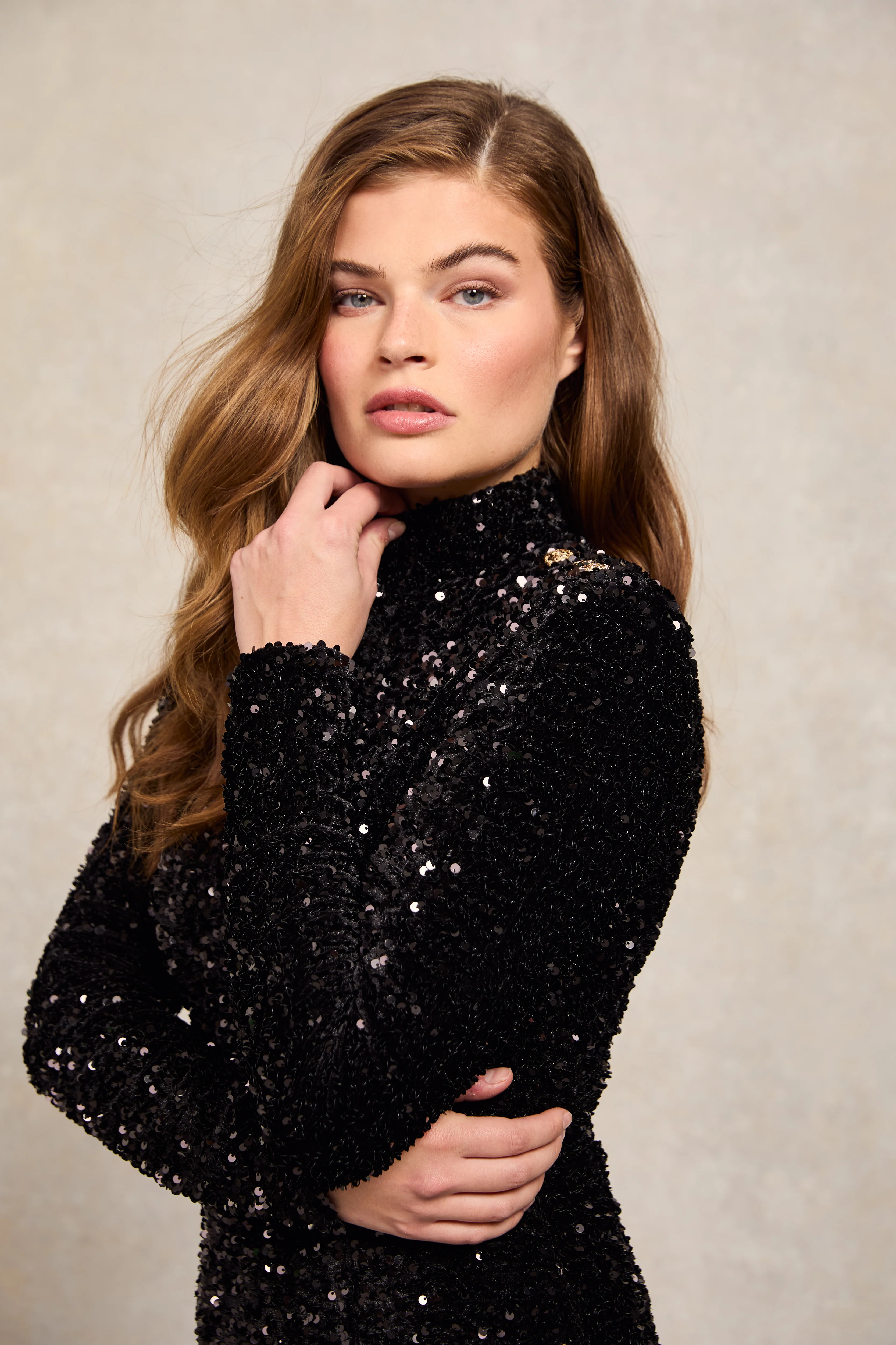 Cara Sequin Maxi Dress (Black Sequin) - Image 3
