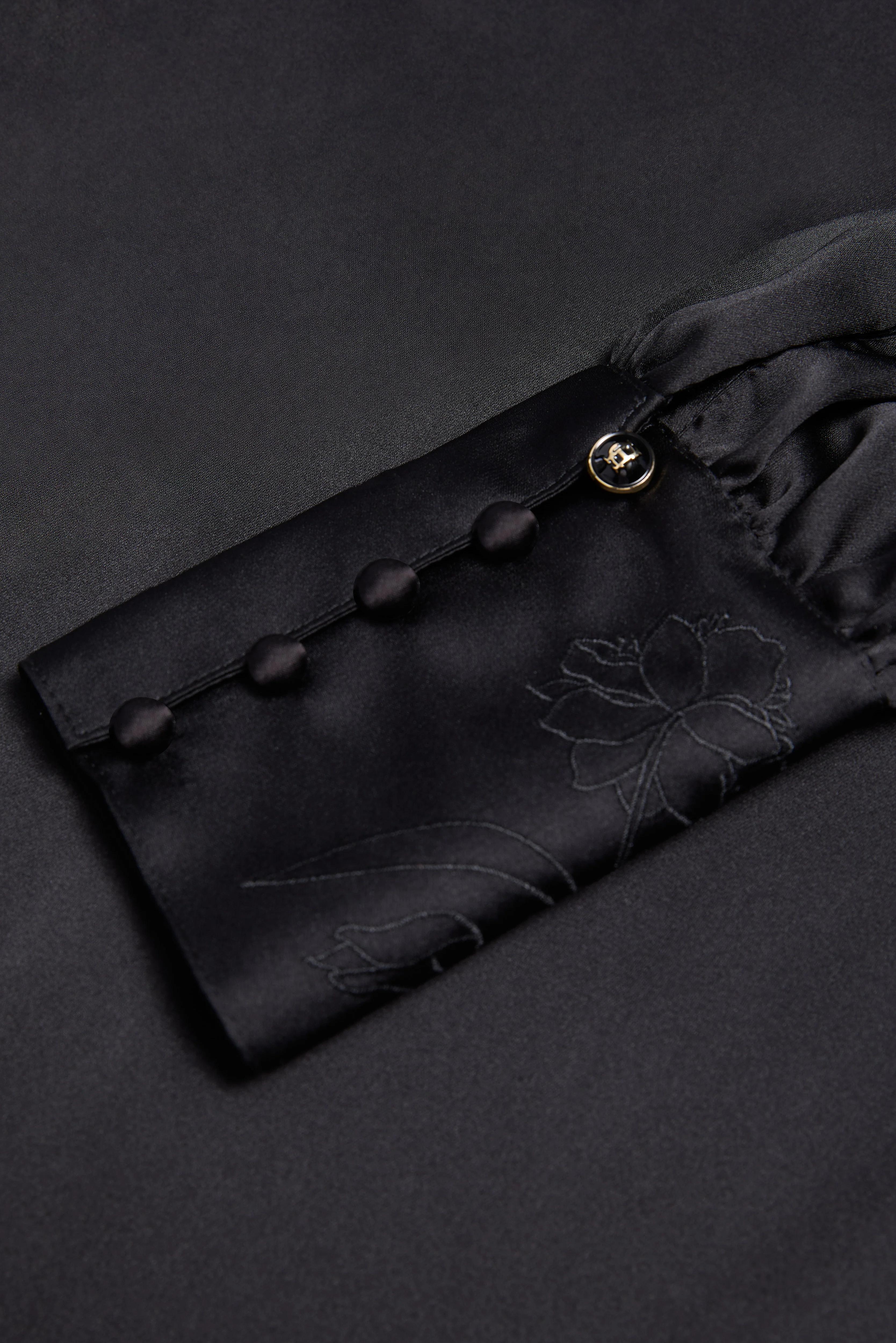 Carmen High Neck Blouse (Black Satin) - Image 6