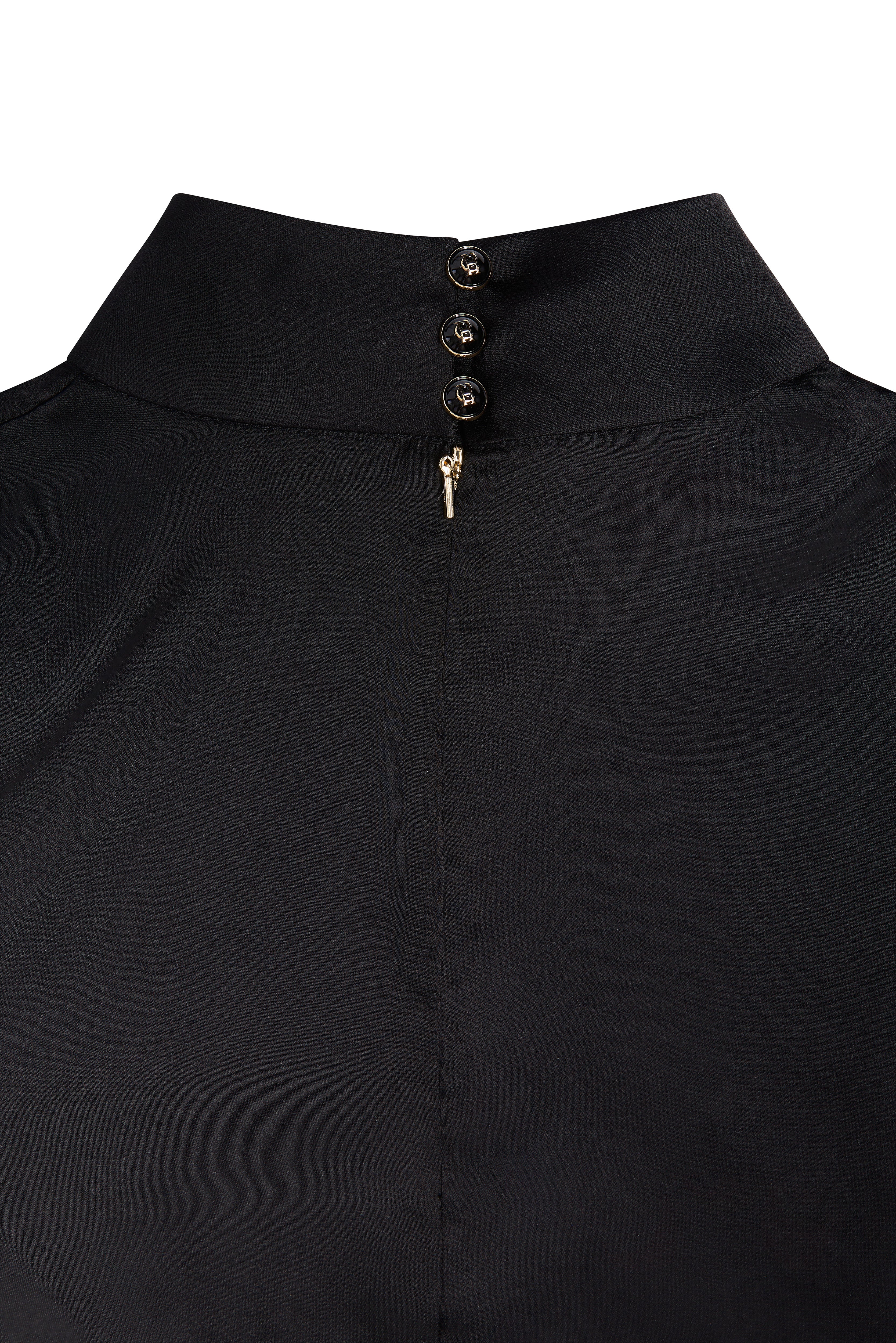 Carmen High Neck Blouse (Black Satin) - Image 8