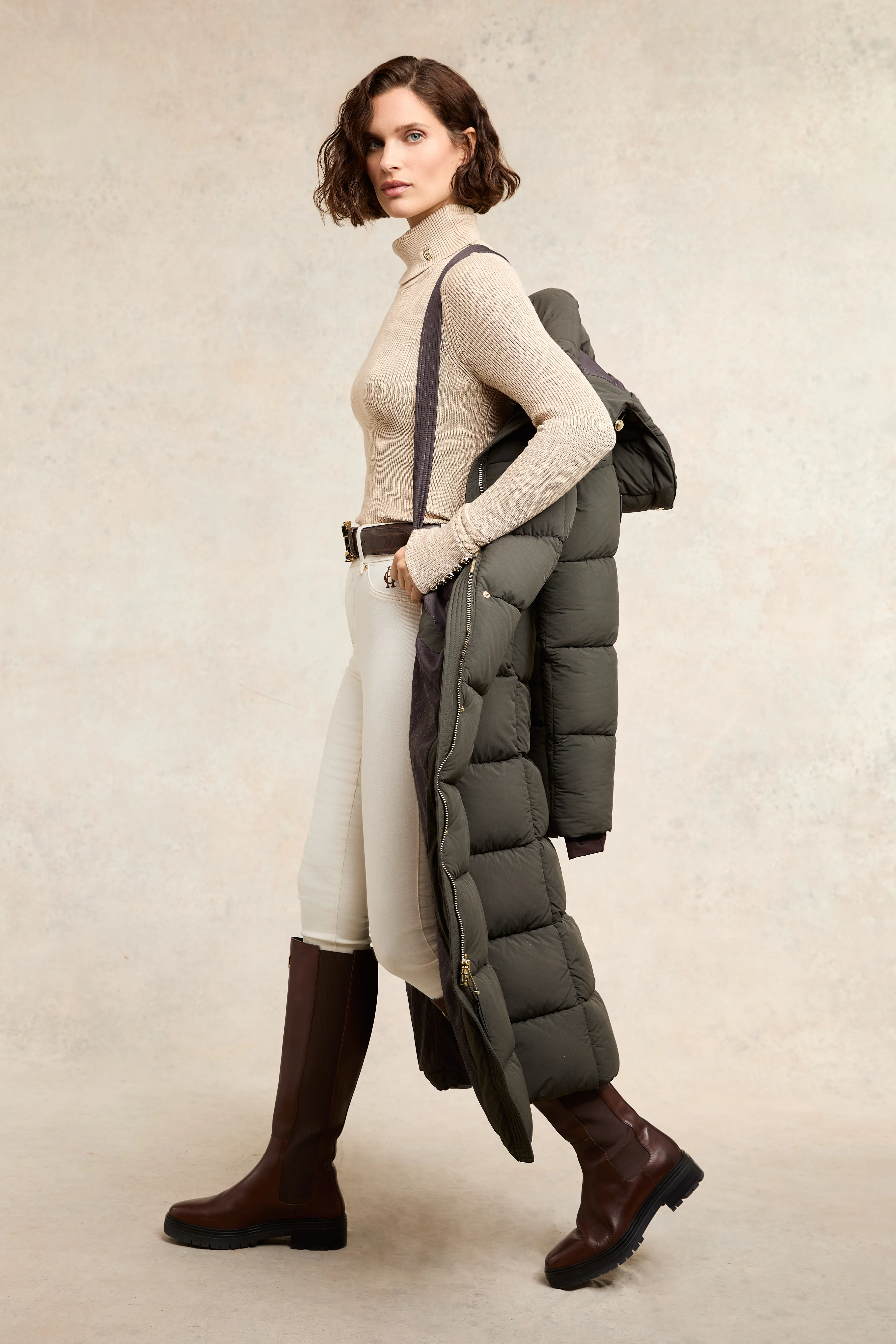 Carrington Longline Coat (Dark Olive) - Image 2