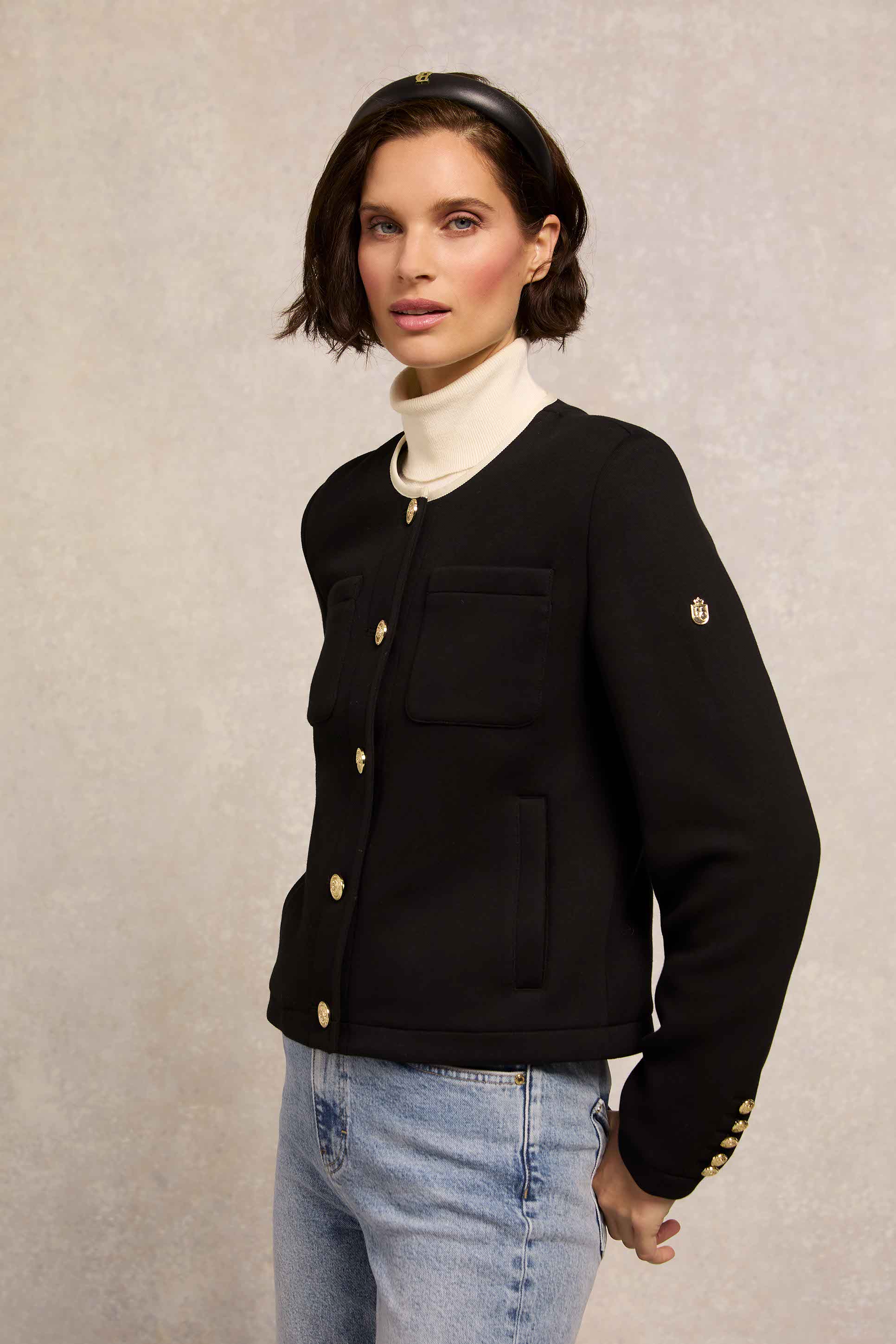 Chloe Jersey Jacket (Black) - Image 3