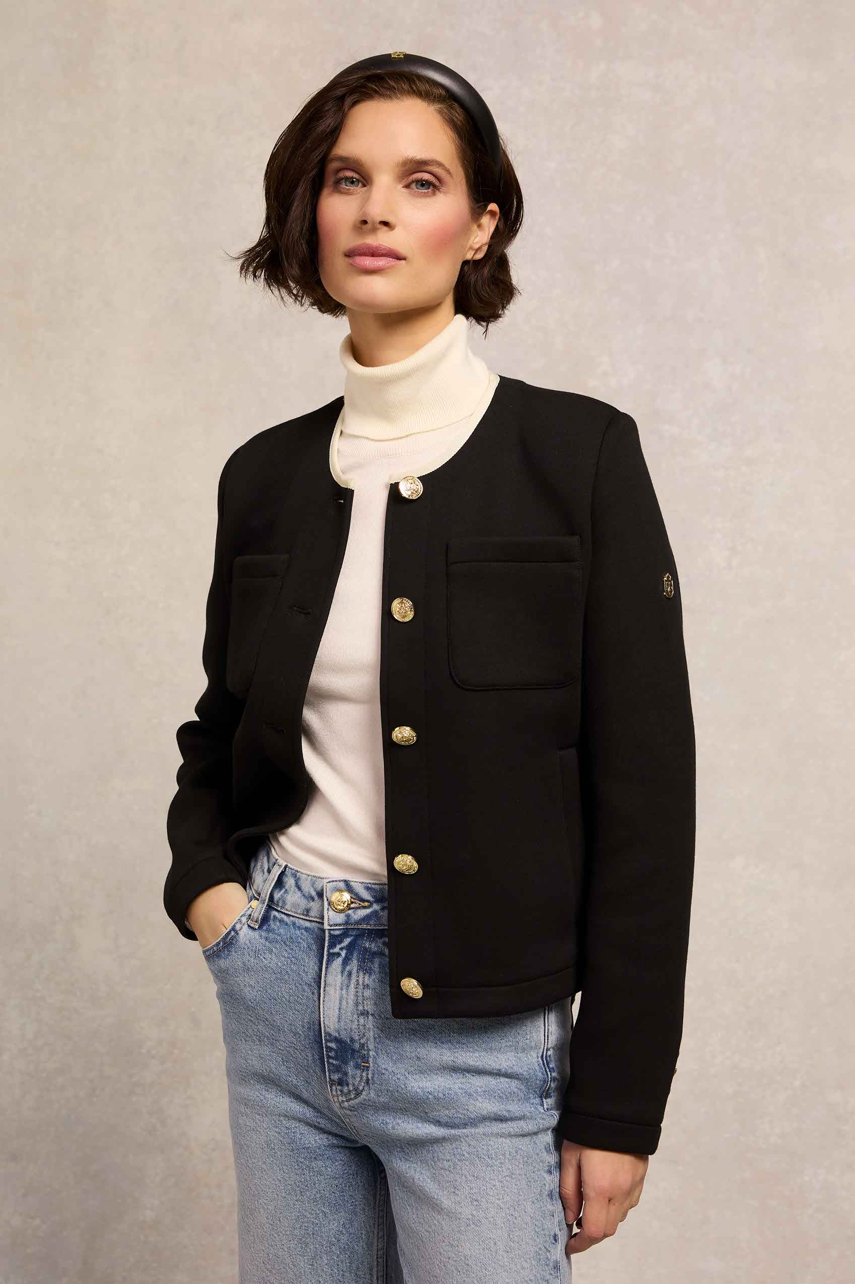Chloe Jersey Jacket (Black) - Image 8