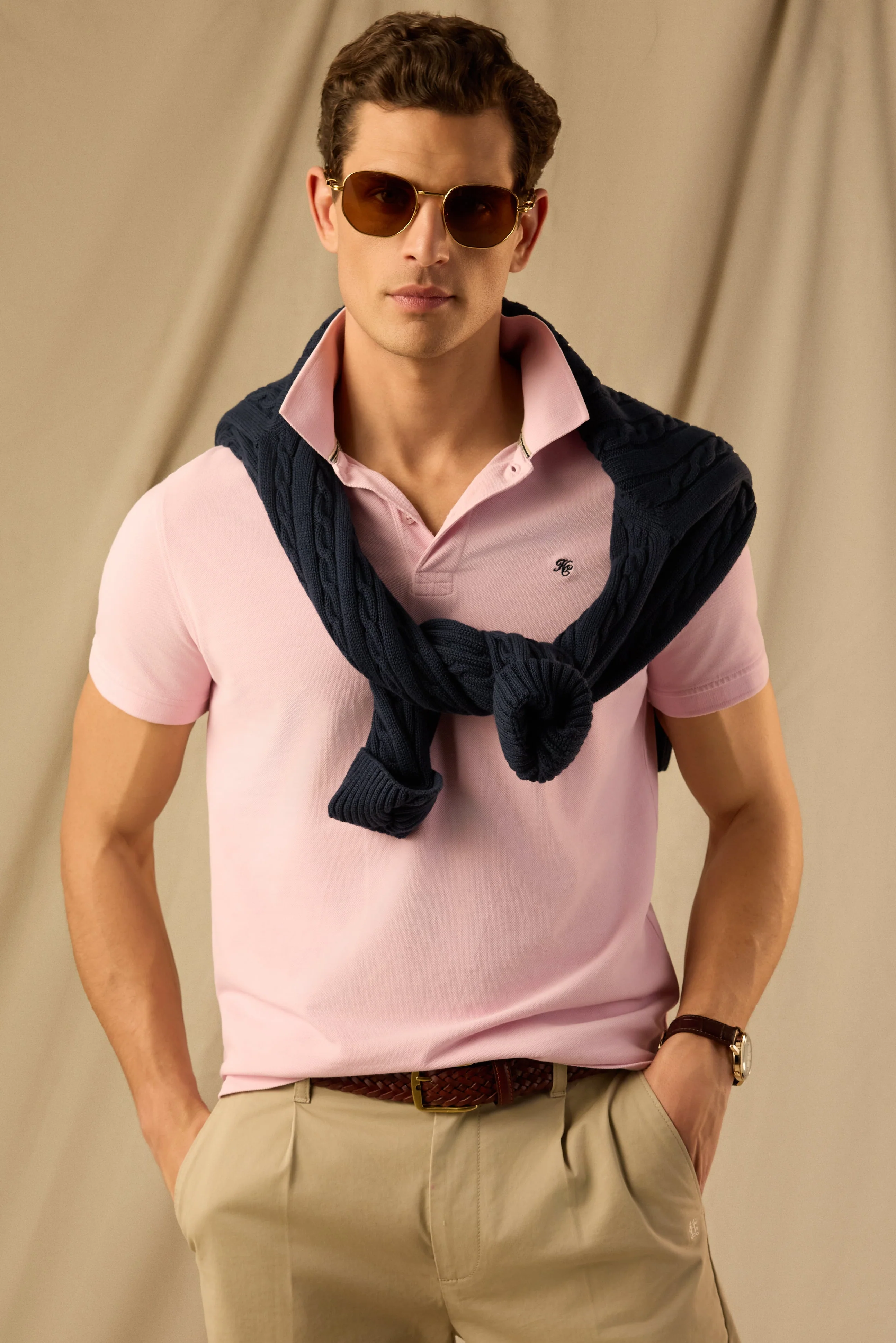 Men's Classic Short Sleeve Polo Shirt (Pink) - Image 2