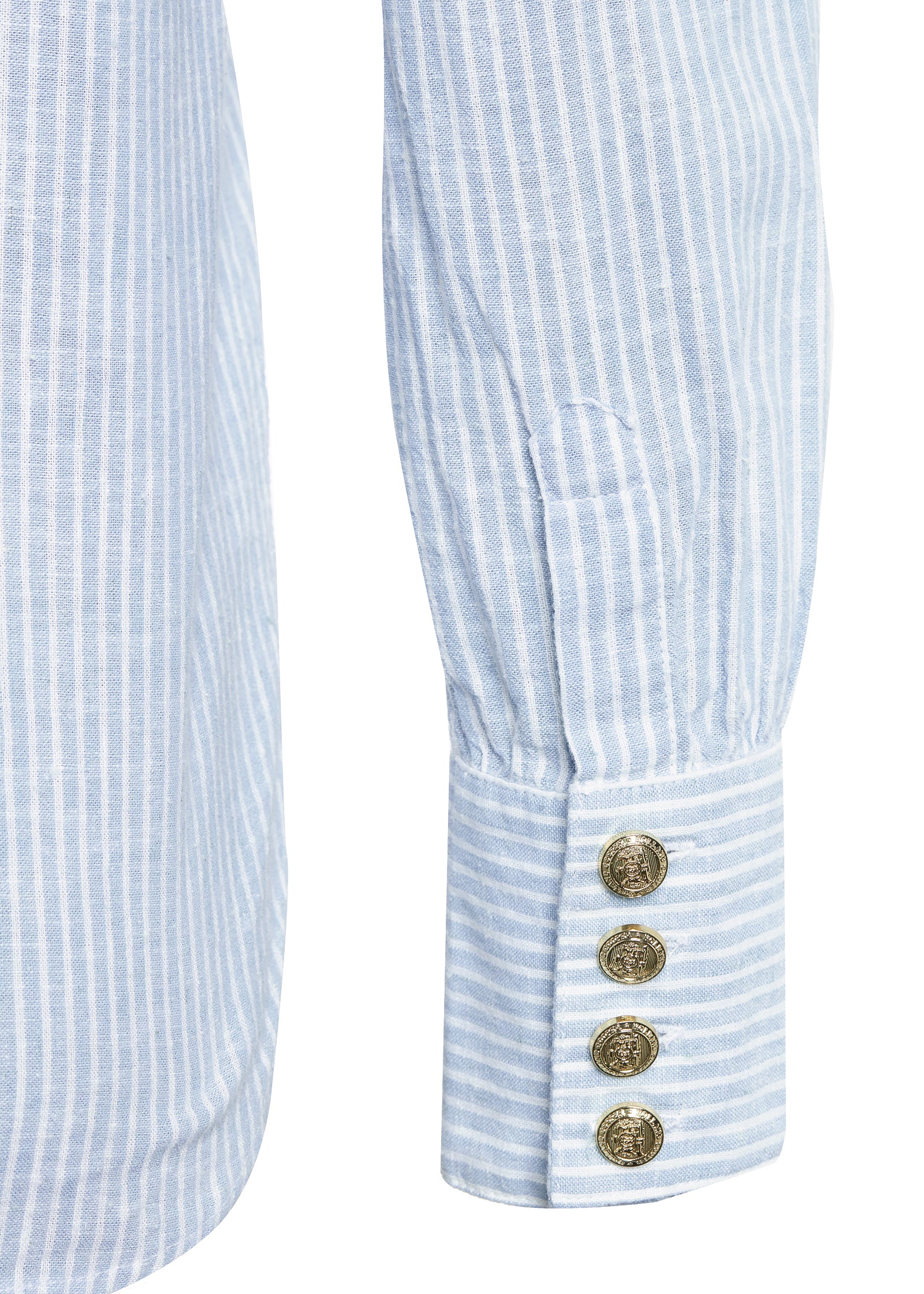 Classic V-Neck Blouse (Azure Stripe) - Image 8