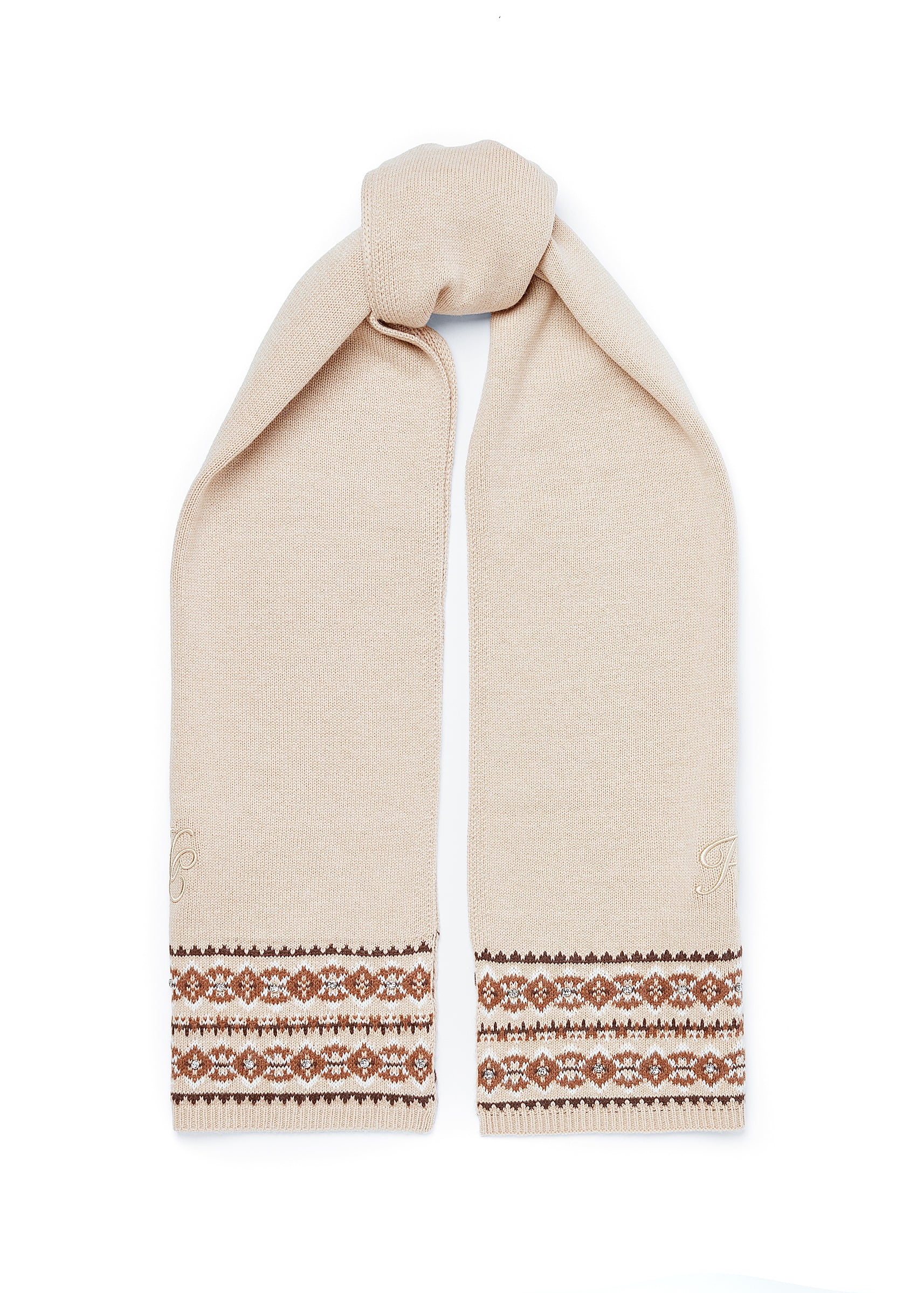 Jennifer Fairisle Bobble Hat & Scarf Set (Light Camel) - Image 3