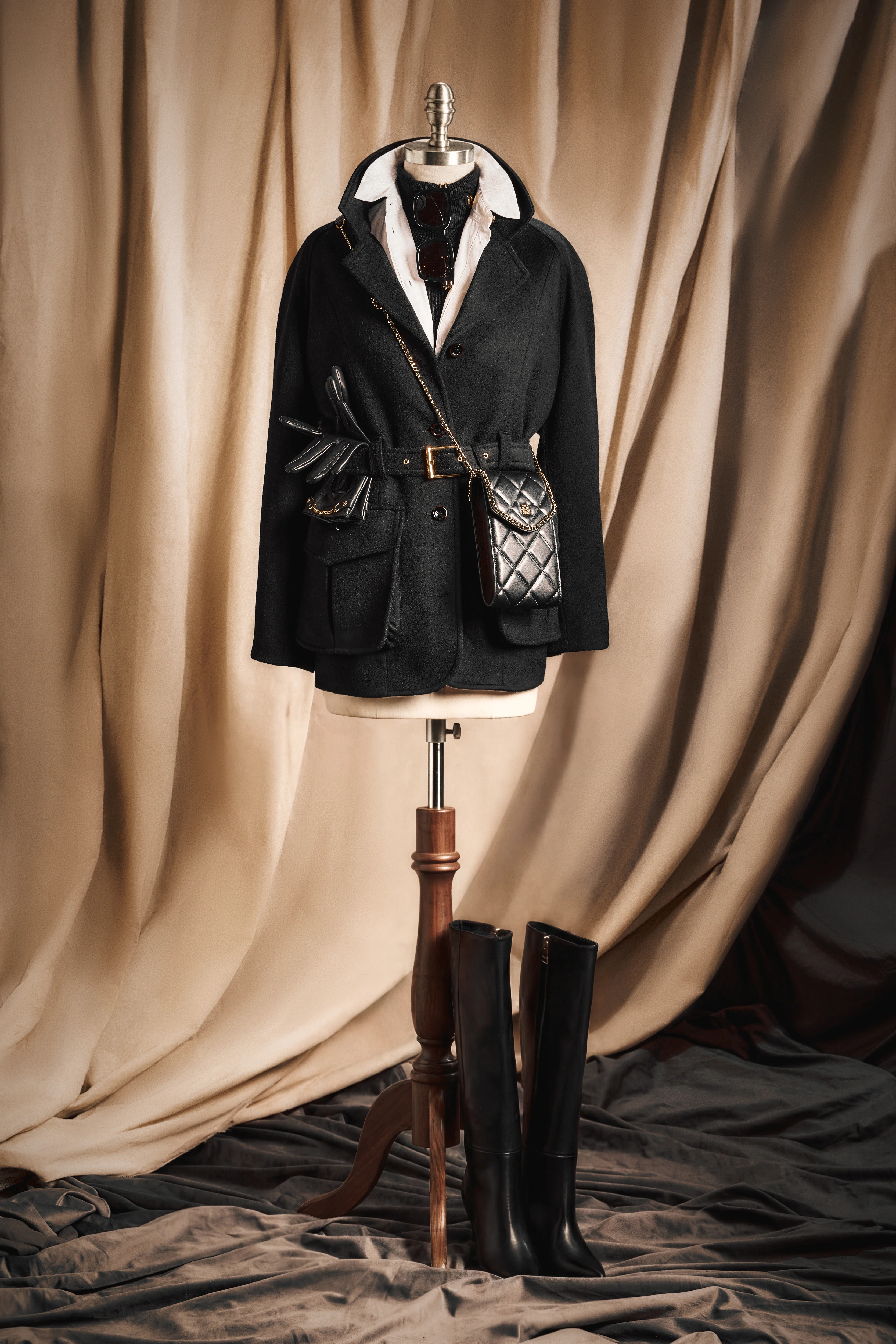Cotswold Belted Jacket (Soft Black) - Image 9