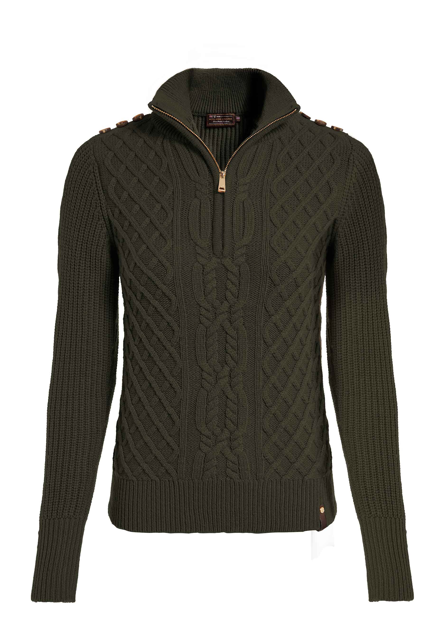 Country Cable Quarter Zip Knit (Forest Green) - Image 6