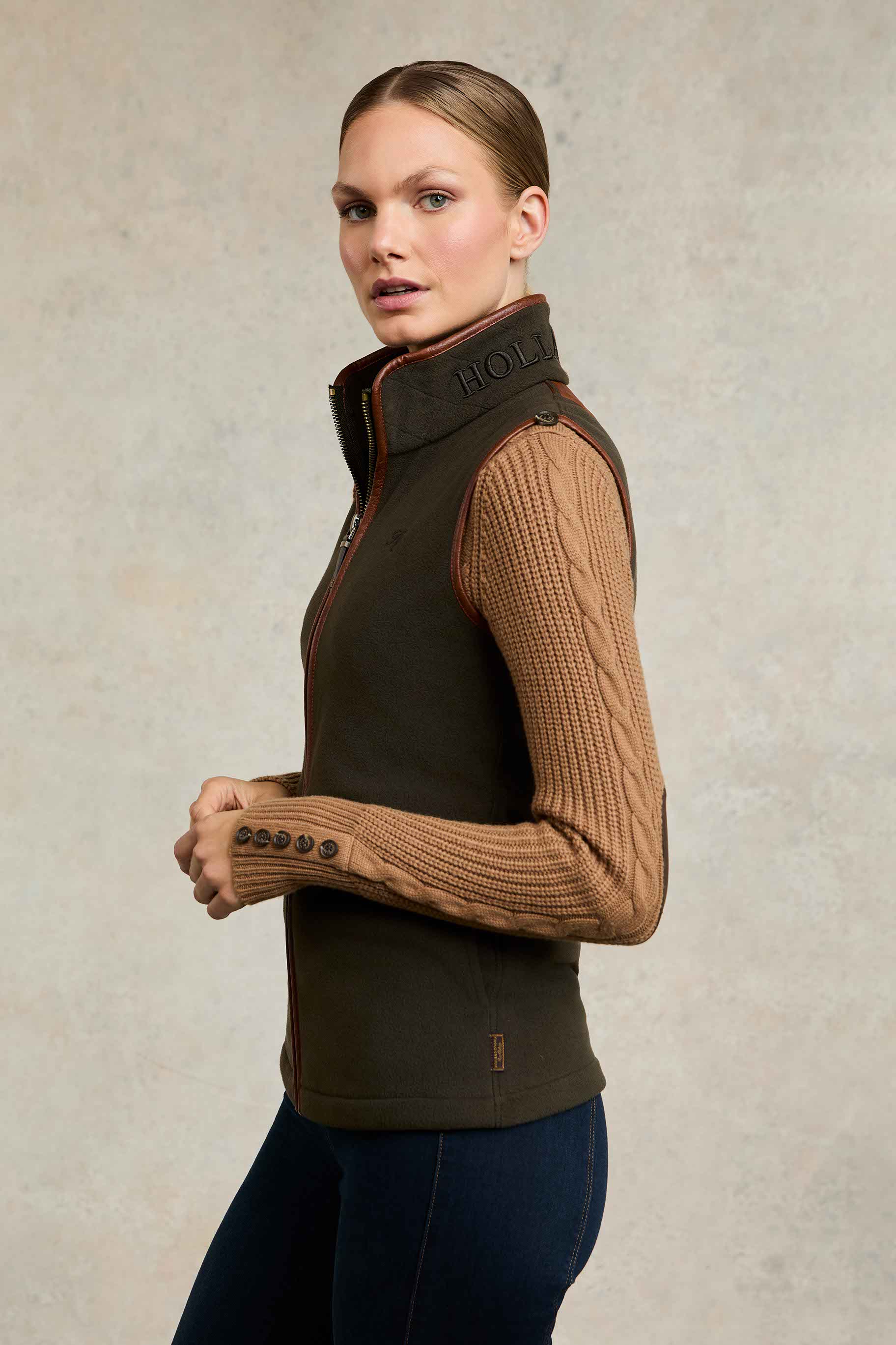 Country Fleece Gilet (Khaki) - Image 6