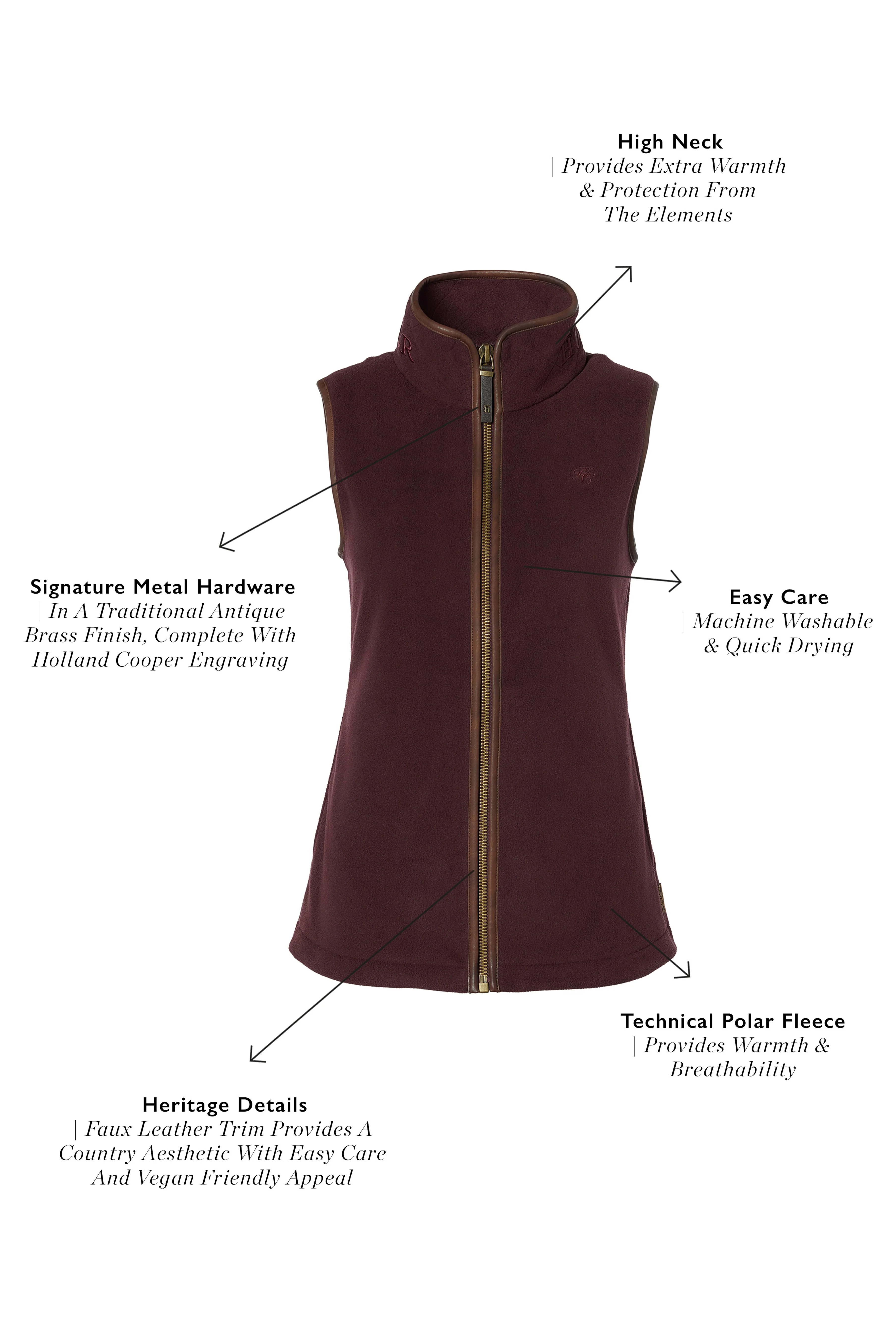 Country Fleece Gilet (Mulberry) - Image 4