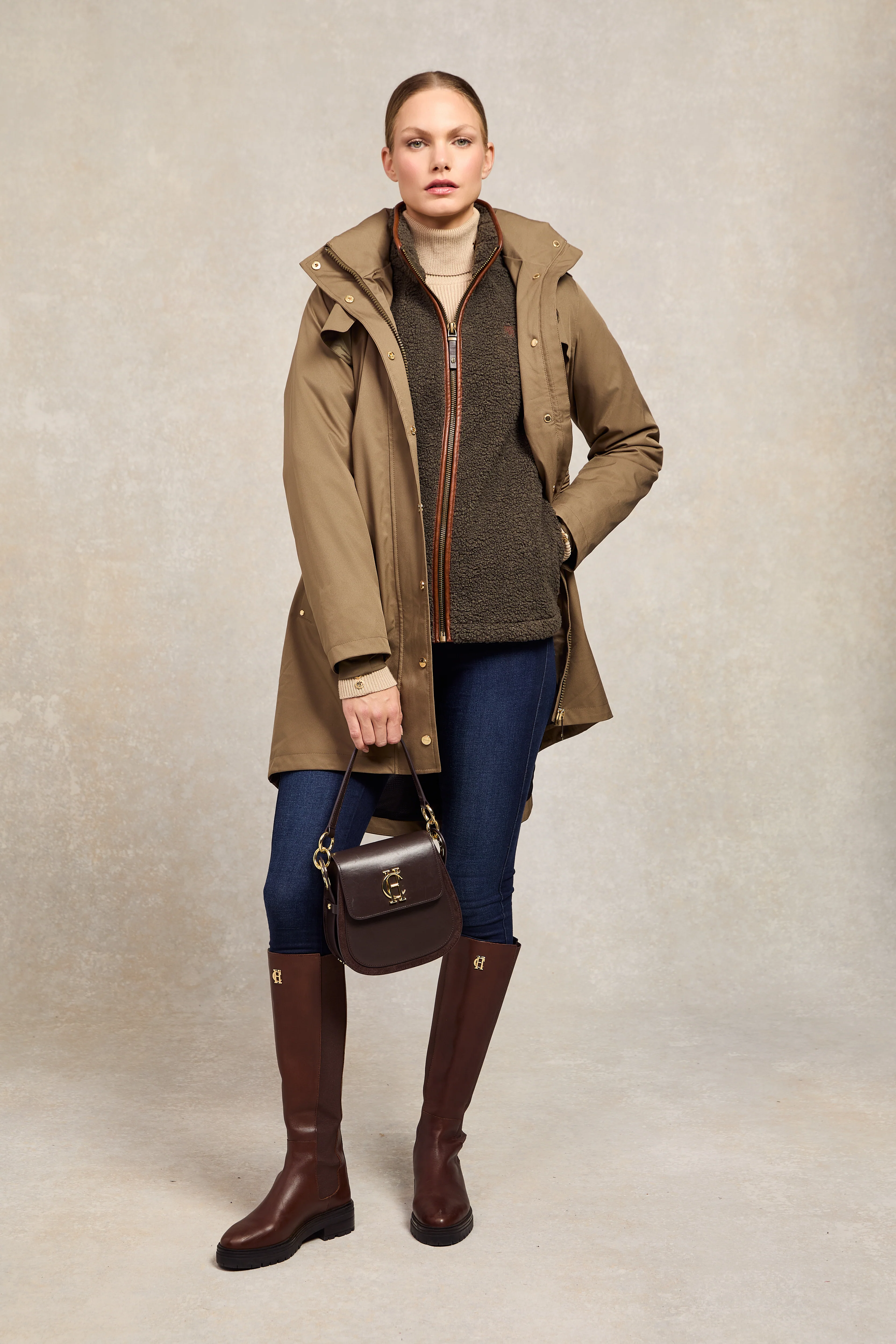 Country Fleece Jacket (Khaki Borg) - Image 2