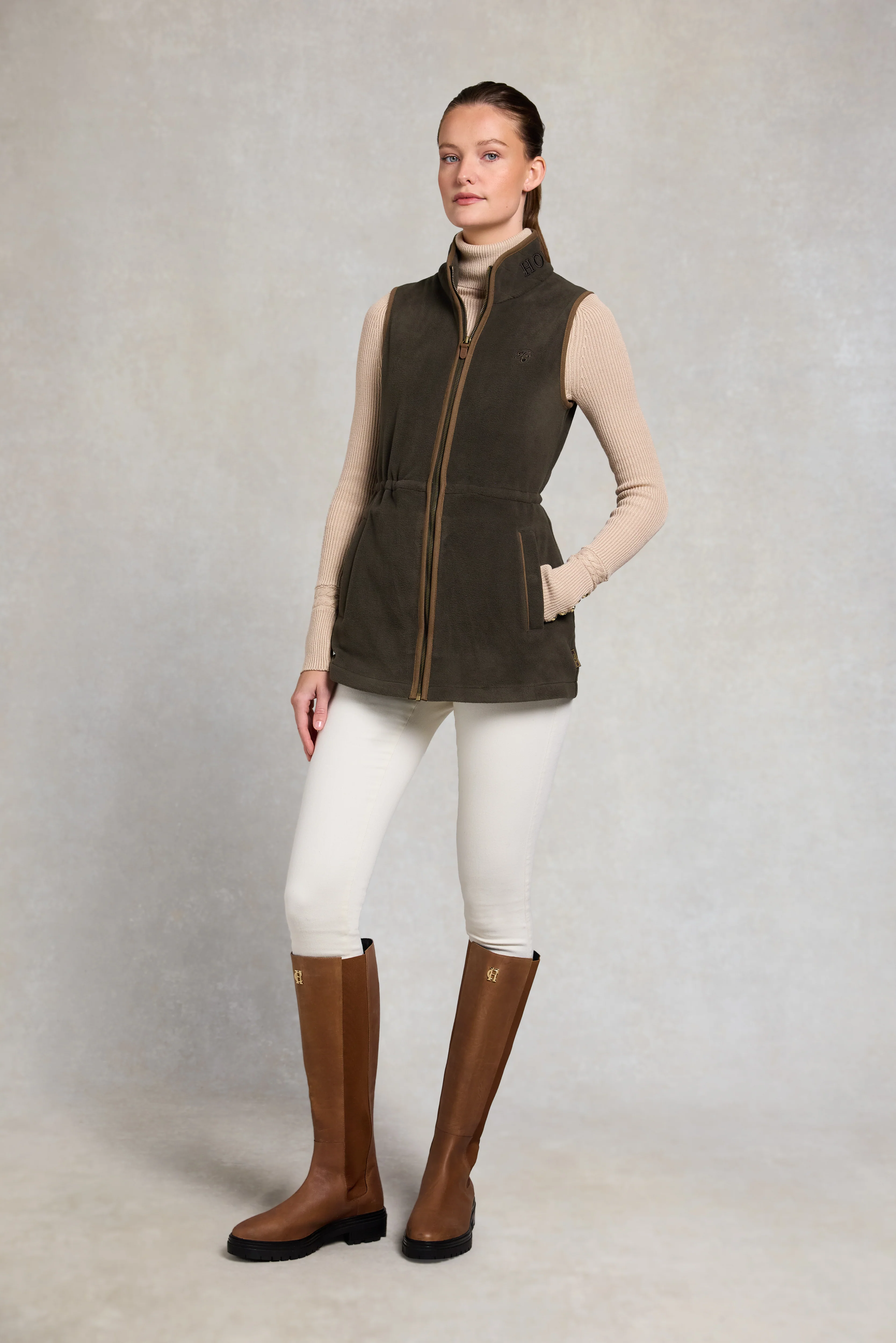 Country Longline Fleece Gilet (Khaki) - Image 4