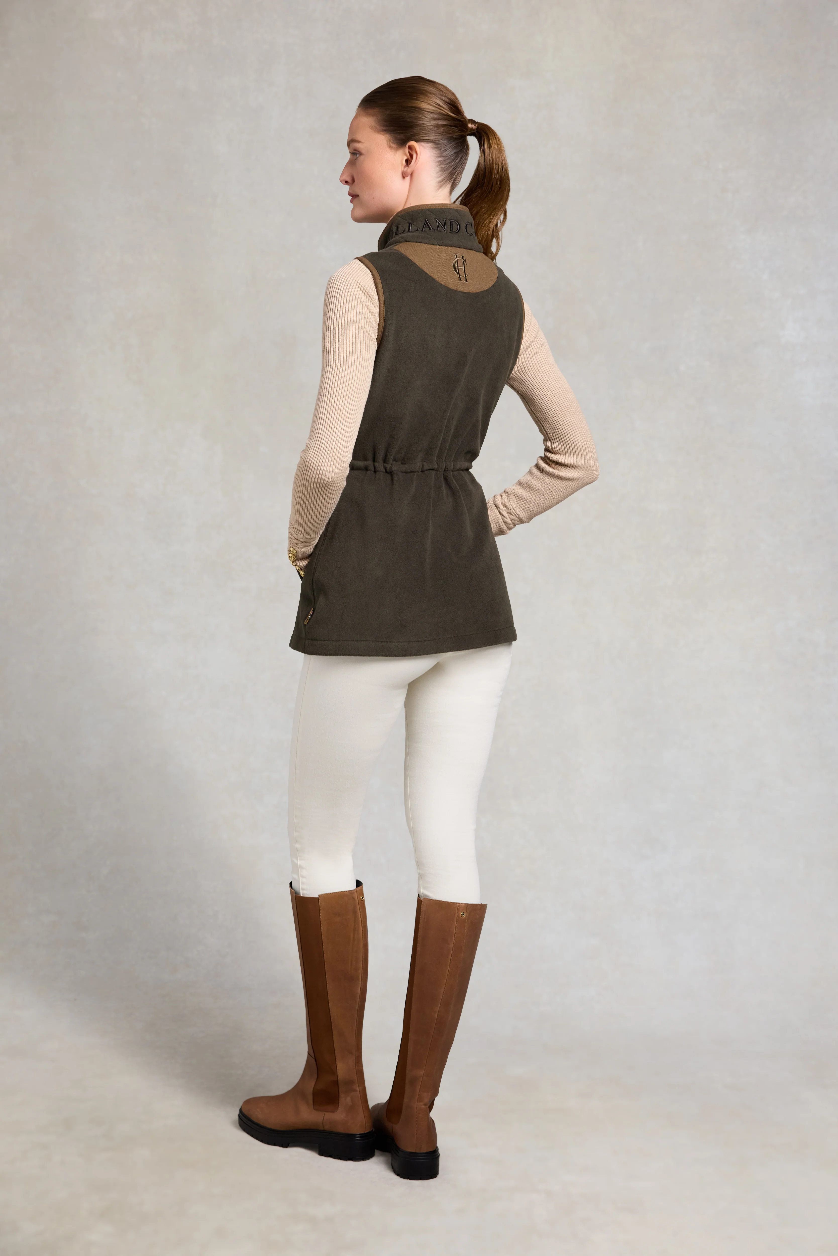 Country Longline Fleece Gilet (Khaki) - Image 6