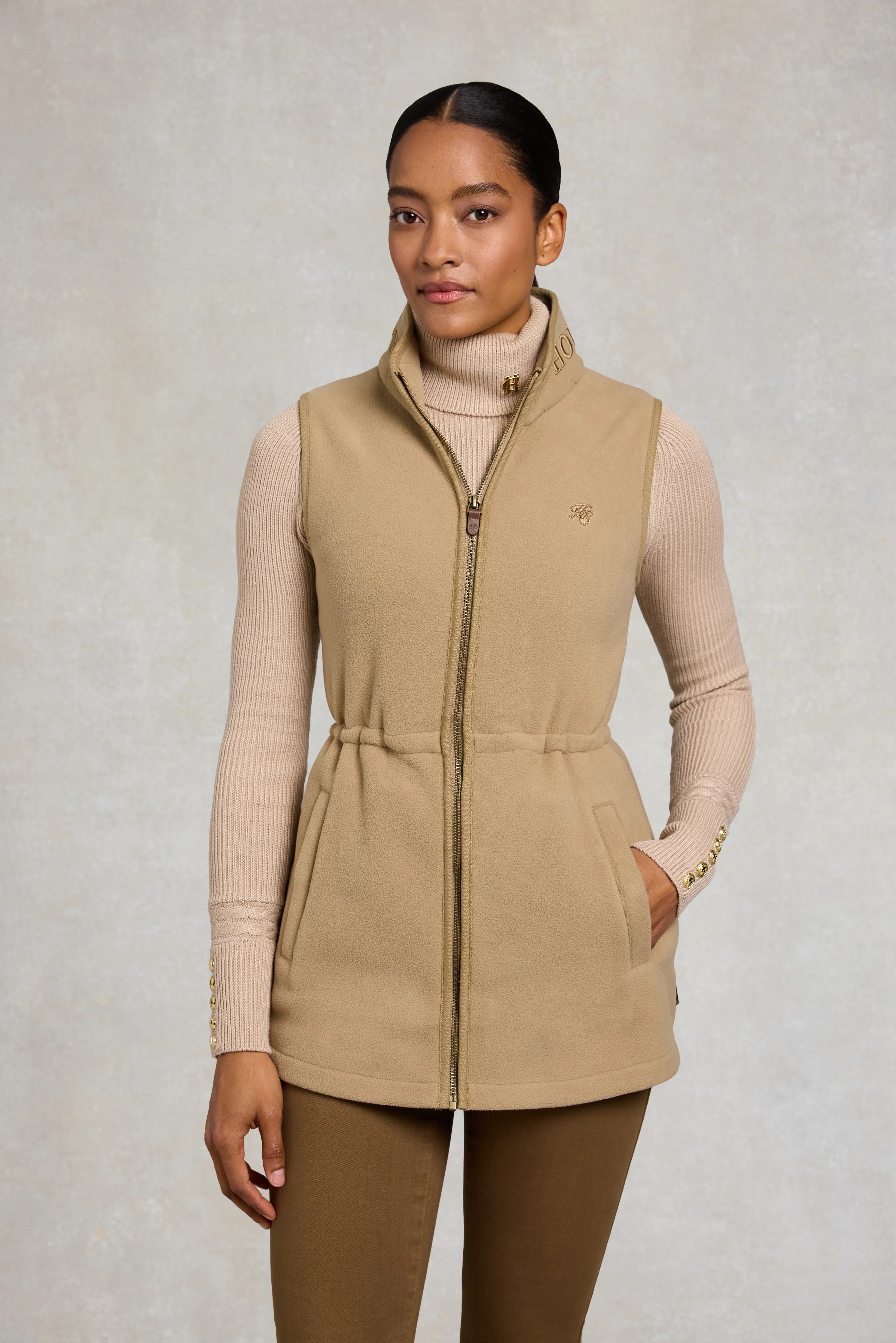 Country Longline Fleece Gilet (Sand)
